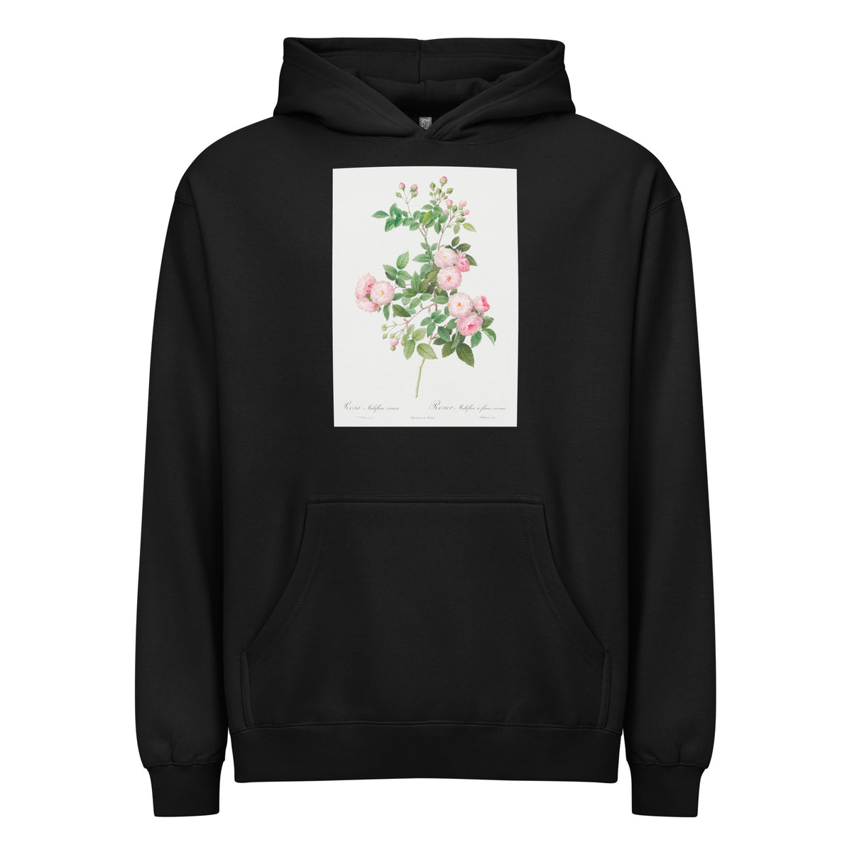 Black Hoodie Flesh-Pink Multiflora Rosa Multiflora Carnea Signature