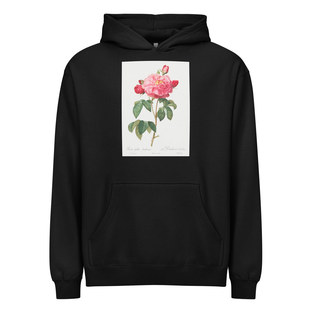 Black Hoodie Gallic Rose Also Known As The Duchess Of Orleans Rosa Gallica Aurelianensis Signature