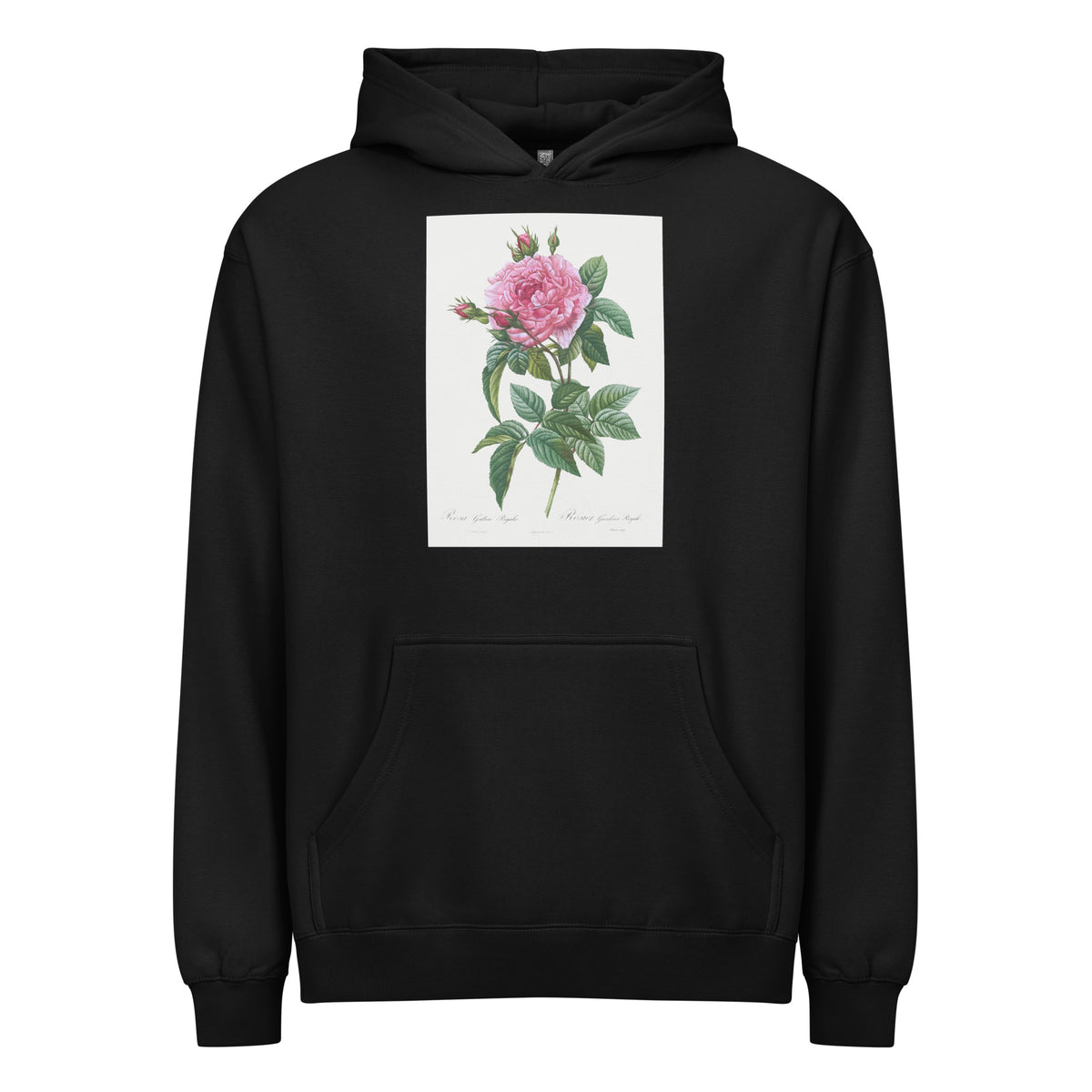 Black Hoodie Gallic Rose Rosa Gallica Regalis Signature