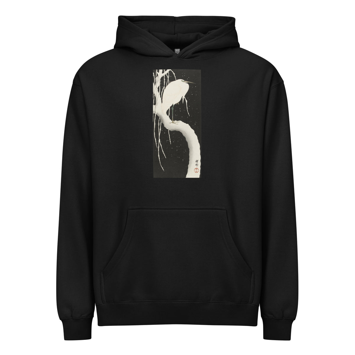 Black Hoodie Heron In Snow Signature