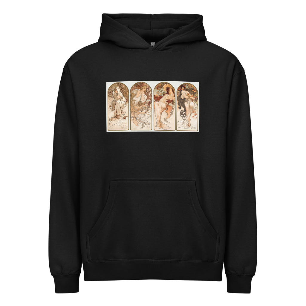 Black Hoodie Alphonse Maria Mucha S The Seasons Famous Art Nouveau Artwork Signature