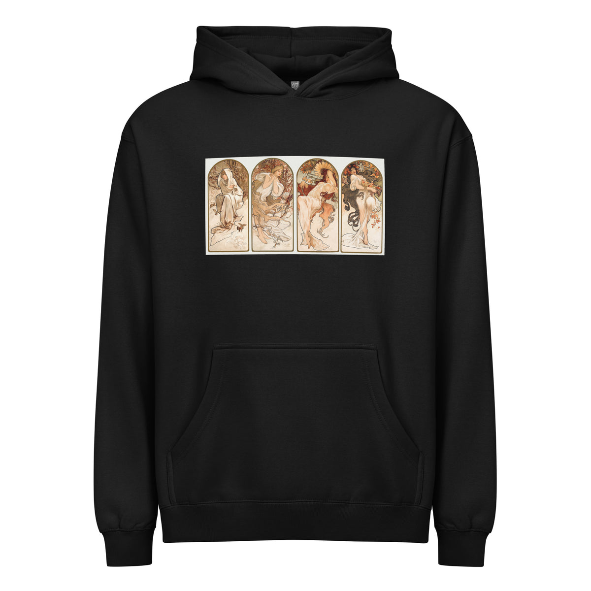 Black Hoodie Alphonse Maria Mucha S The Seasons Famous Art Nouveau Artwork Signature