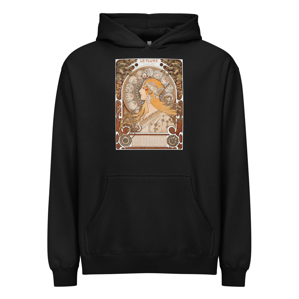 Black Hoodie Alphonse Maria Mucha S Zodiaque Or La Plume Famous Art Nouveau Artwork Signature