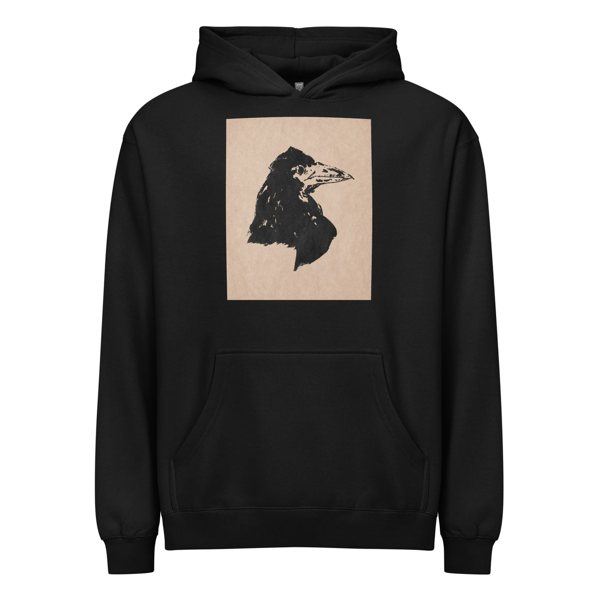 Black Hoodie Raven Head Print In High Resolution Signature