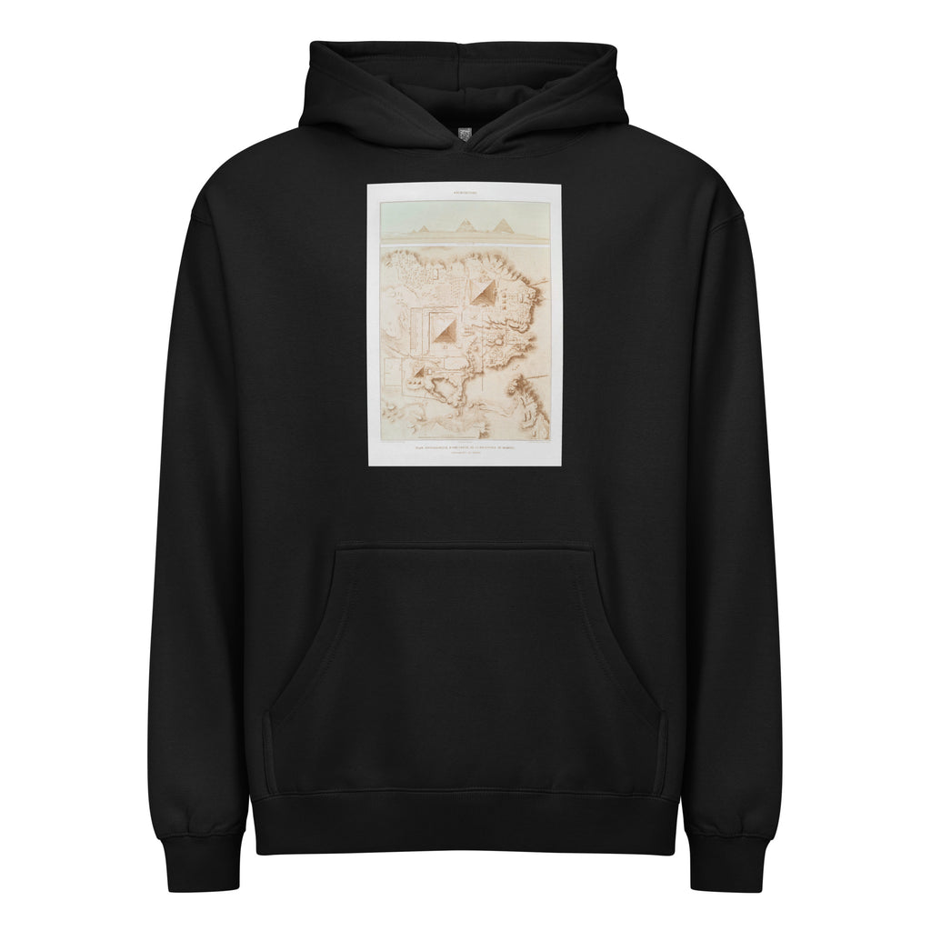 Black Hoodie Topographic Map Of Part Of The Memphite Necropolis Pyramids Of Giza Signature