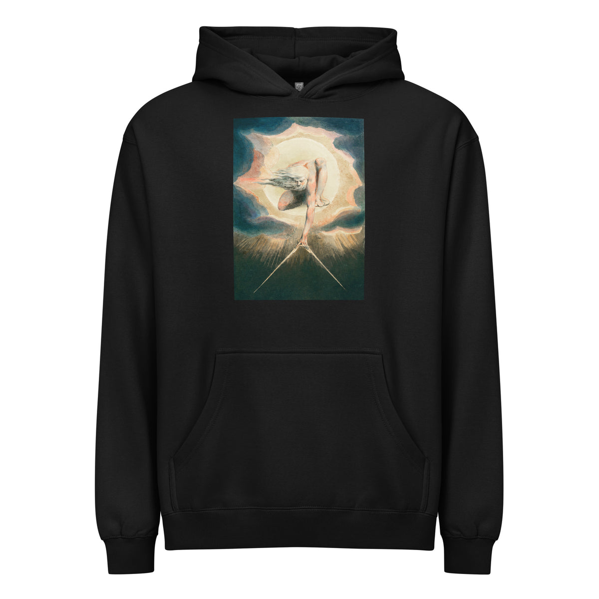 Black Hoodie Ancient Of Days Setting A Compass To The Earth Illustration - William Blake 1794 Signature