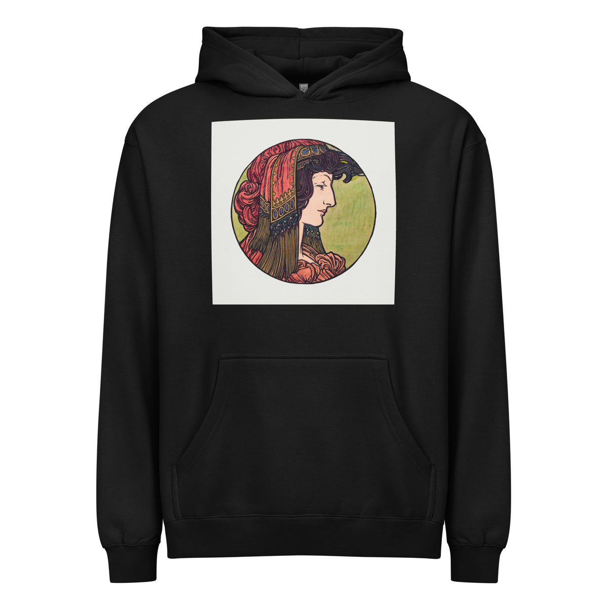 Black Hoodie Stained Glass Fouquet Mucha IV Signature