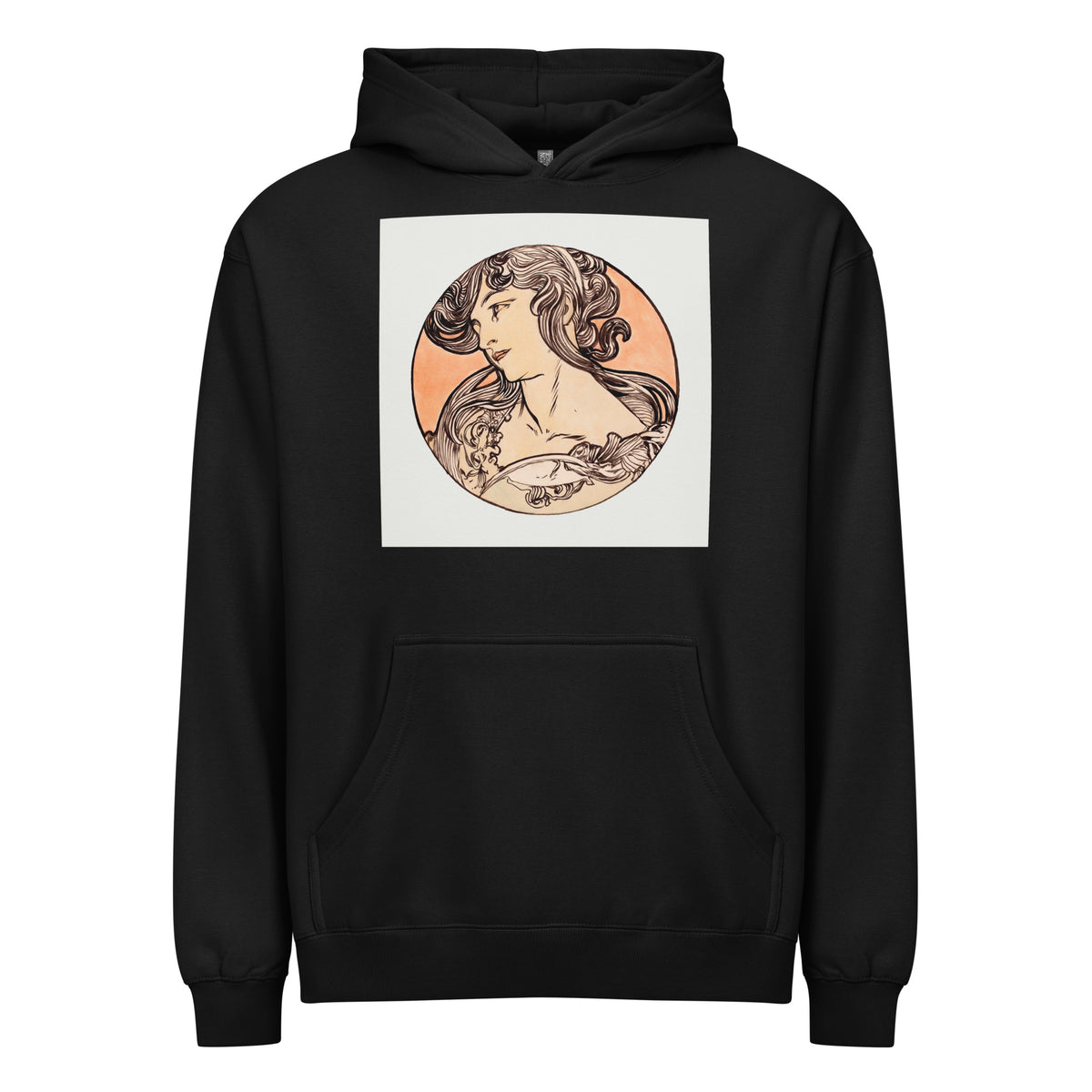Black Hoodie Stained Glass Fouquet Mucha IX Signature