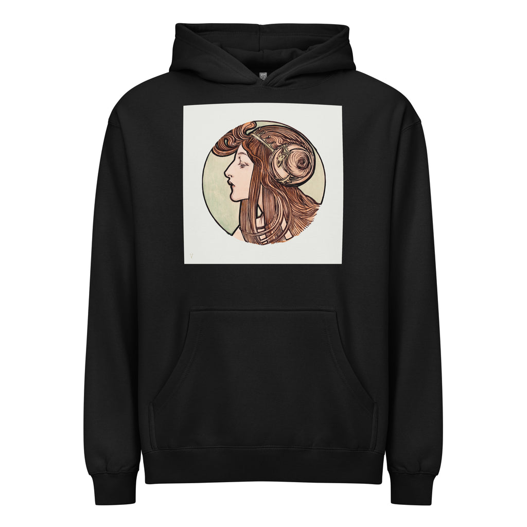 Black Hoodie Stained Glass Fouquet Mucha VII Signature