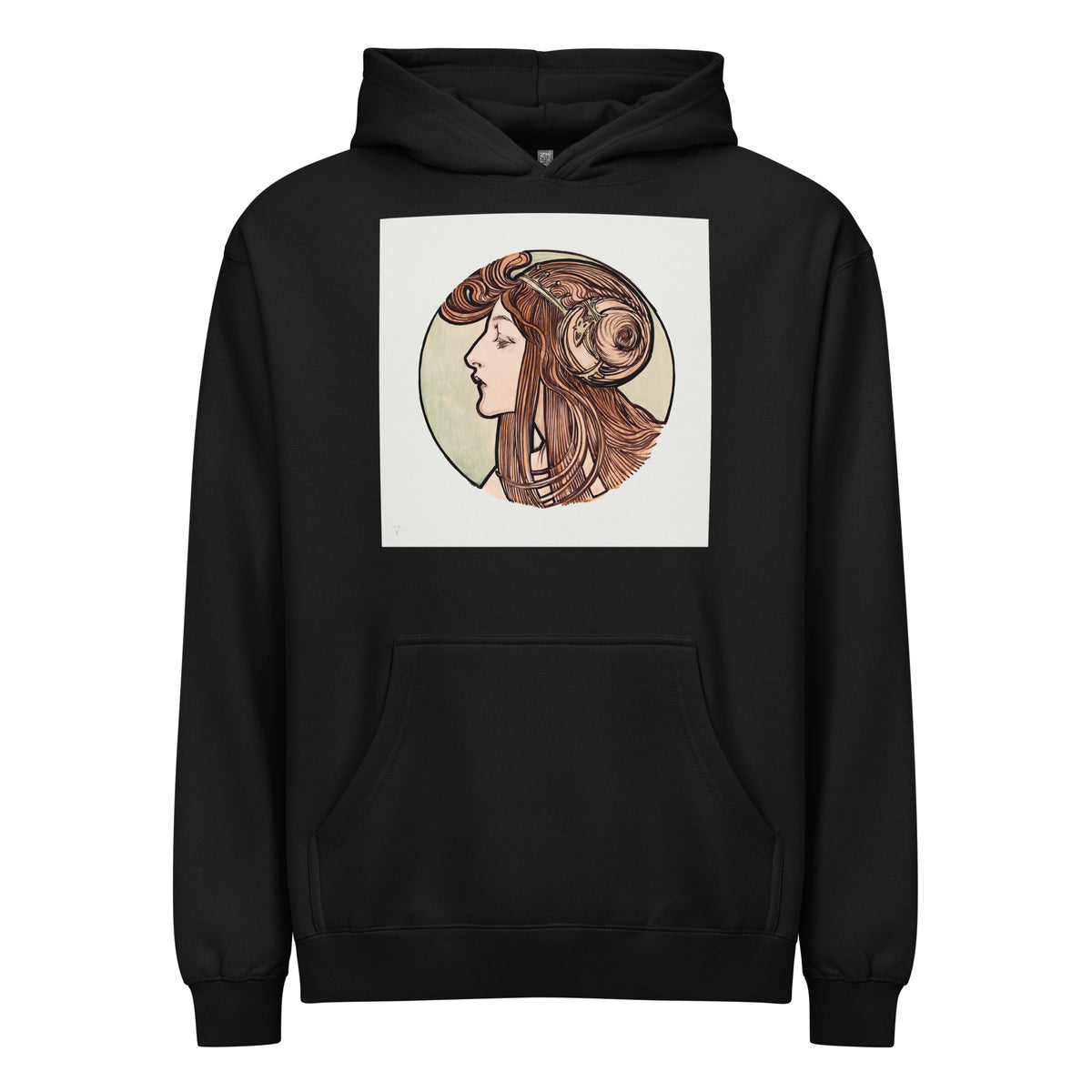Black Hoodie Stained Glass Fouquet Mucha VII Signature