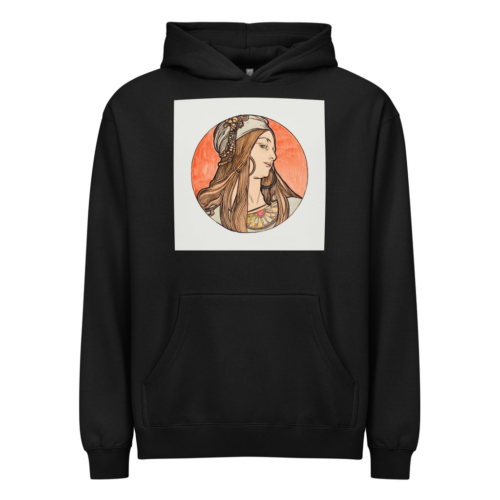 Black Hoodie Stained Glass Fouquet Mucha VIII Signature