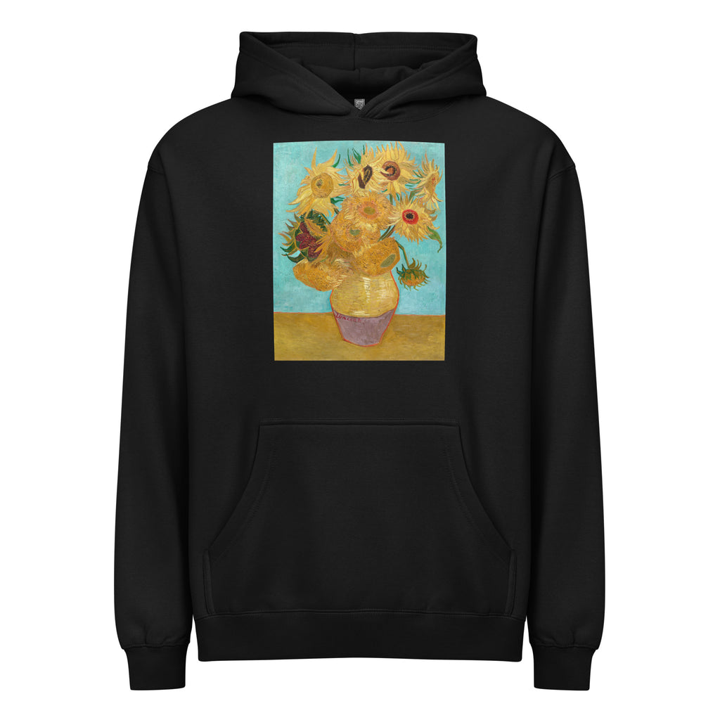 Black Hoodie Vincent Van Gogh S Vase With Twelve Sunflowers Famous Painting Signature