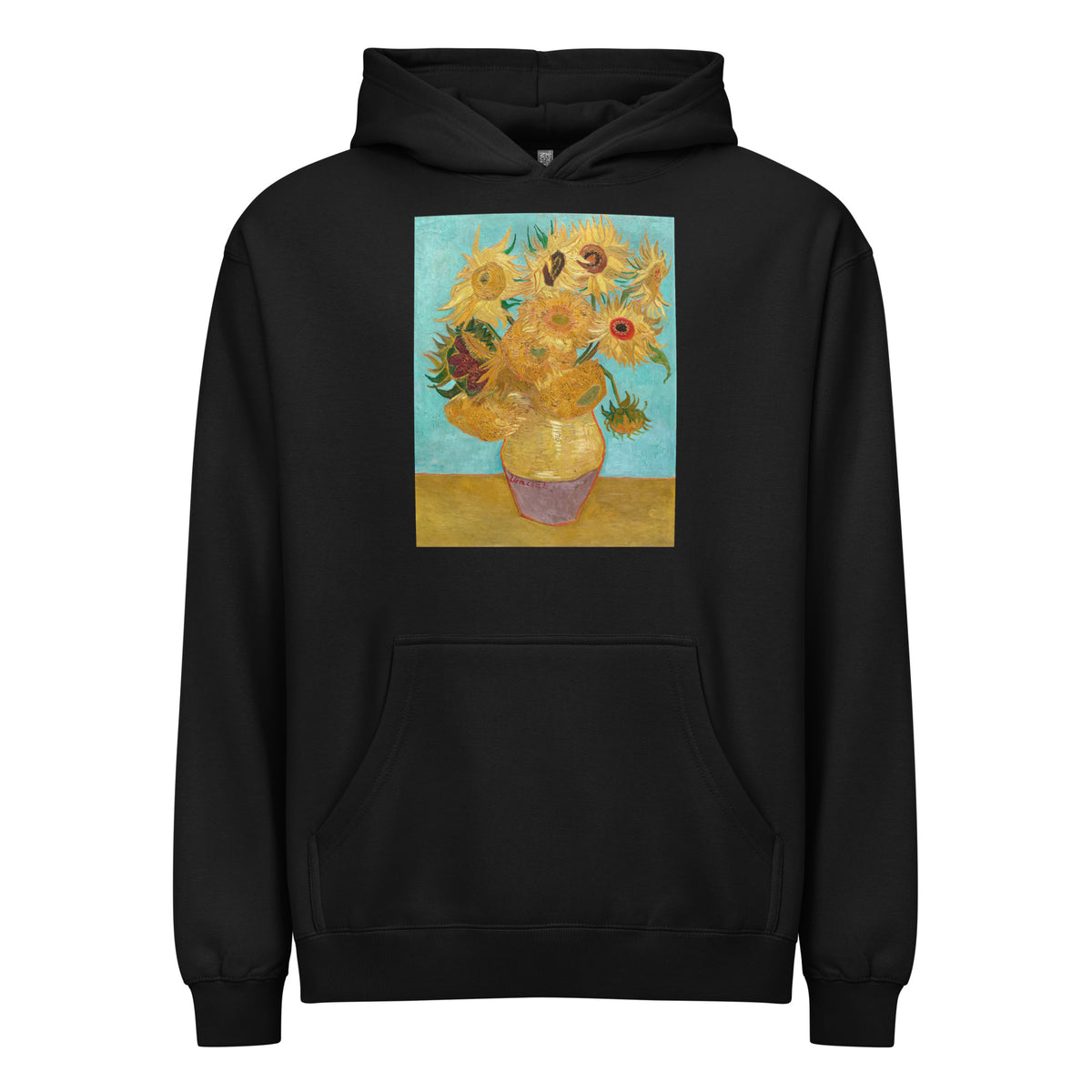 Black Hoodie Vincent Van Gogh S Vase With Twelve Sunflowers Famous Painting Signature