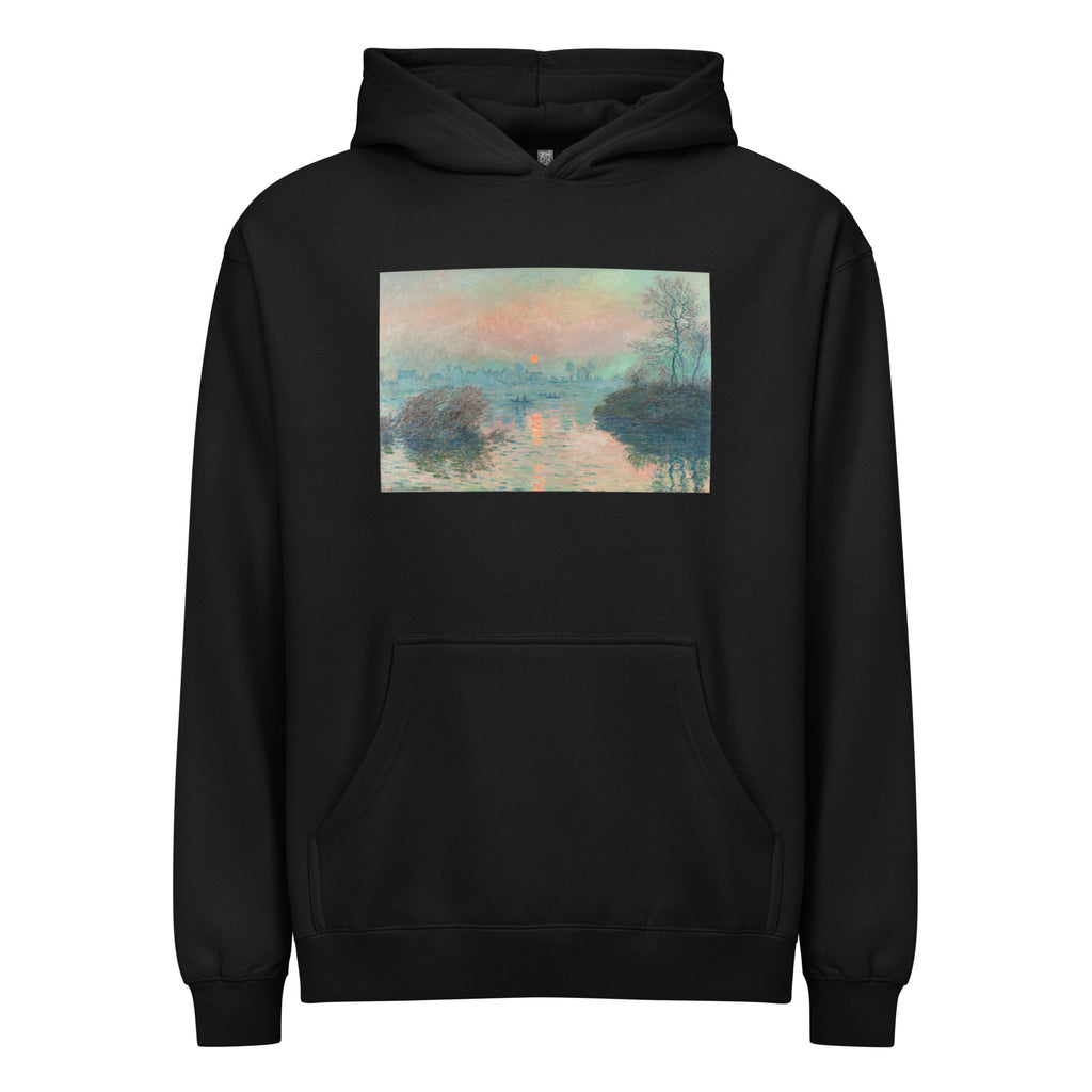 Black Hoodie Sun Setting On The Seine At Lavacourt Claude Monet High Resolution Famous Painting Signature