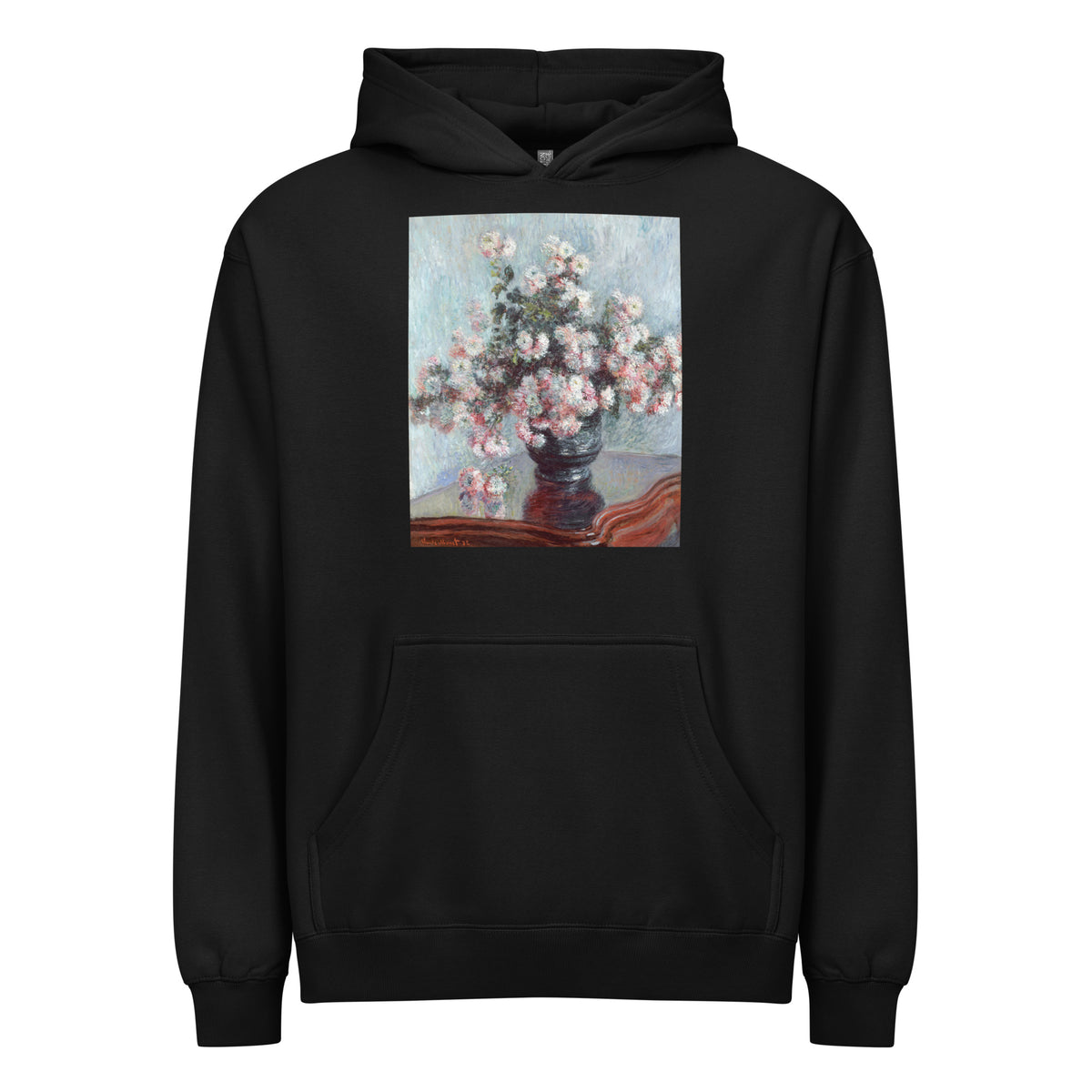 Black Hoodie Chrysanthemums Signature