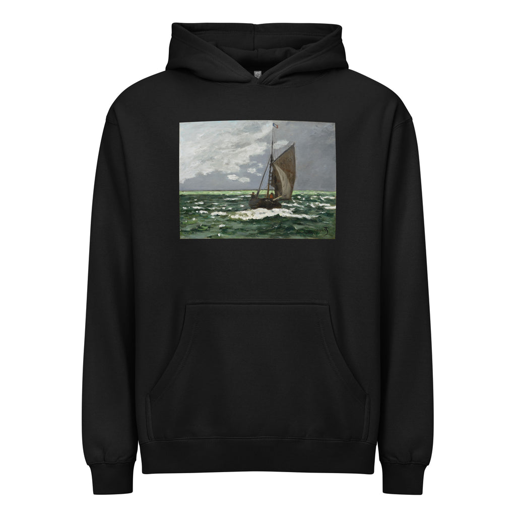 Black Hoodie Claude Monet S Seascape Storm Famous Painting Signature
