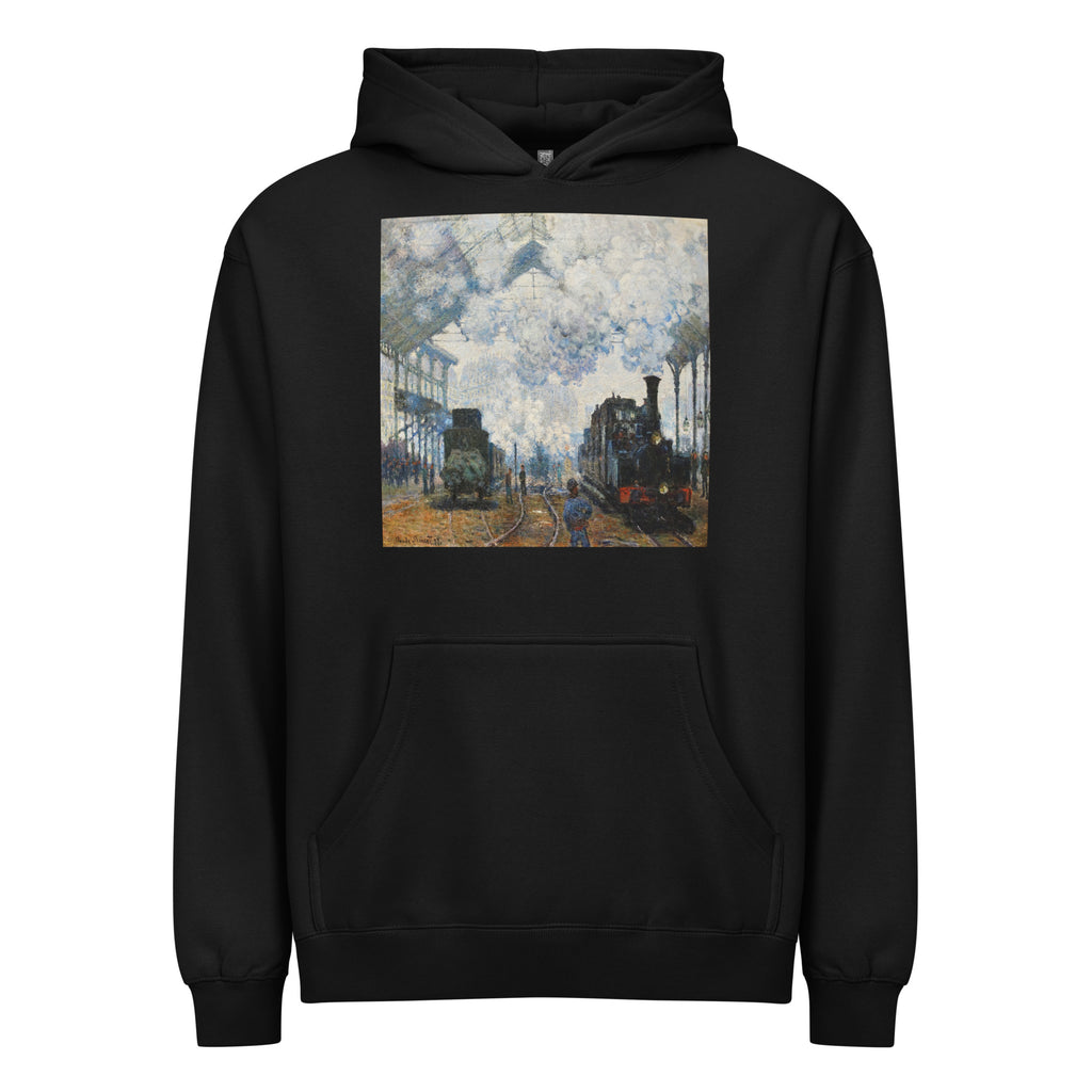 Black Hoodie Claude Monet S Arrival Of The Normandy Train Famous Painting Signature