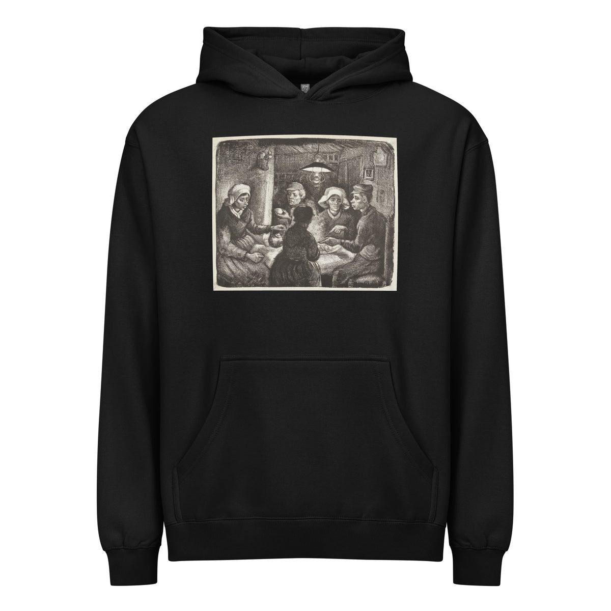 Black Hoodie Composition Lithograph Of The Potato Eaters De Aardappeleters 1885 Signature