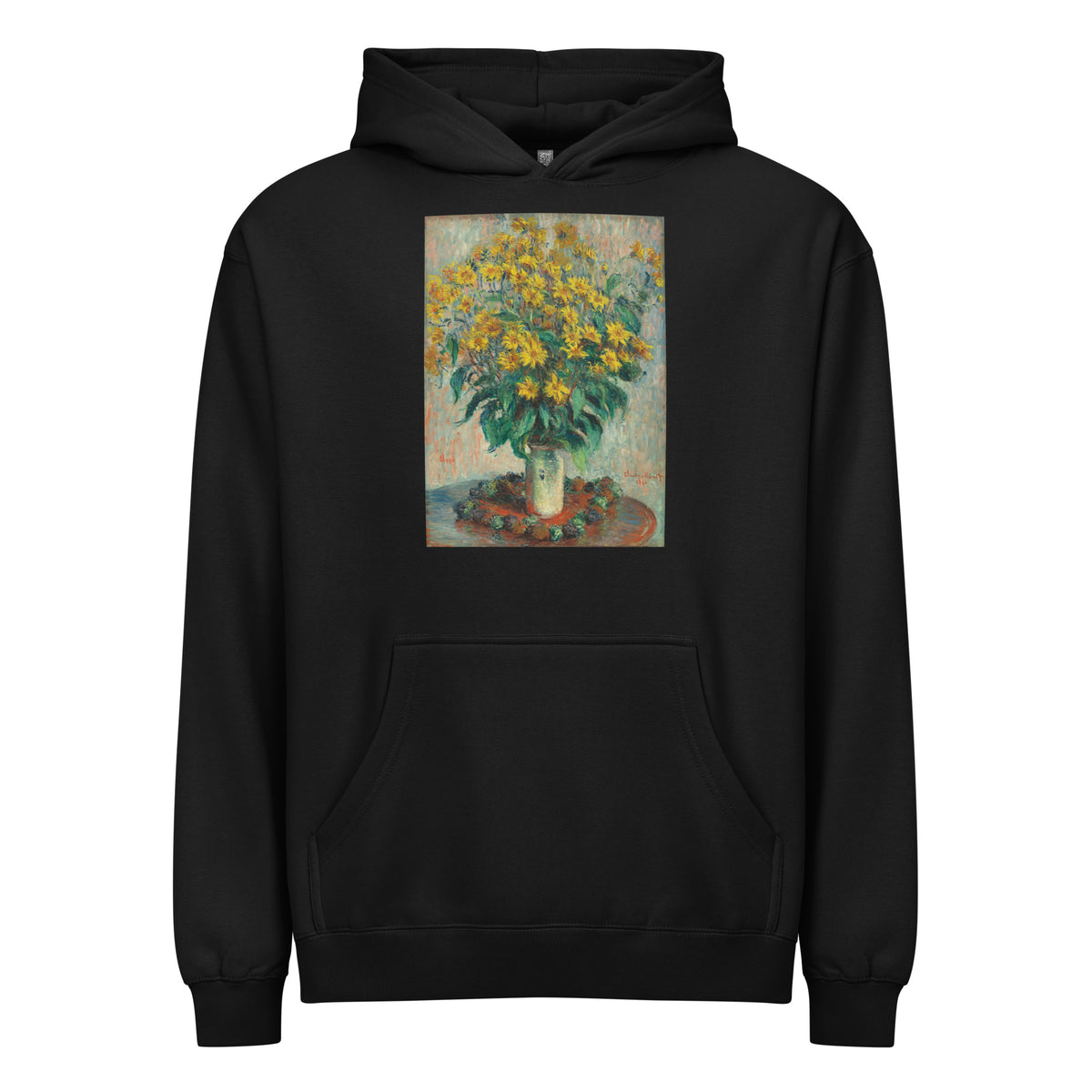 Black Hoodie Jerusalem Artichoke Flowers Signature
