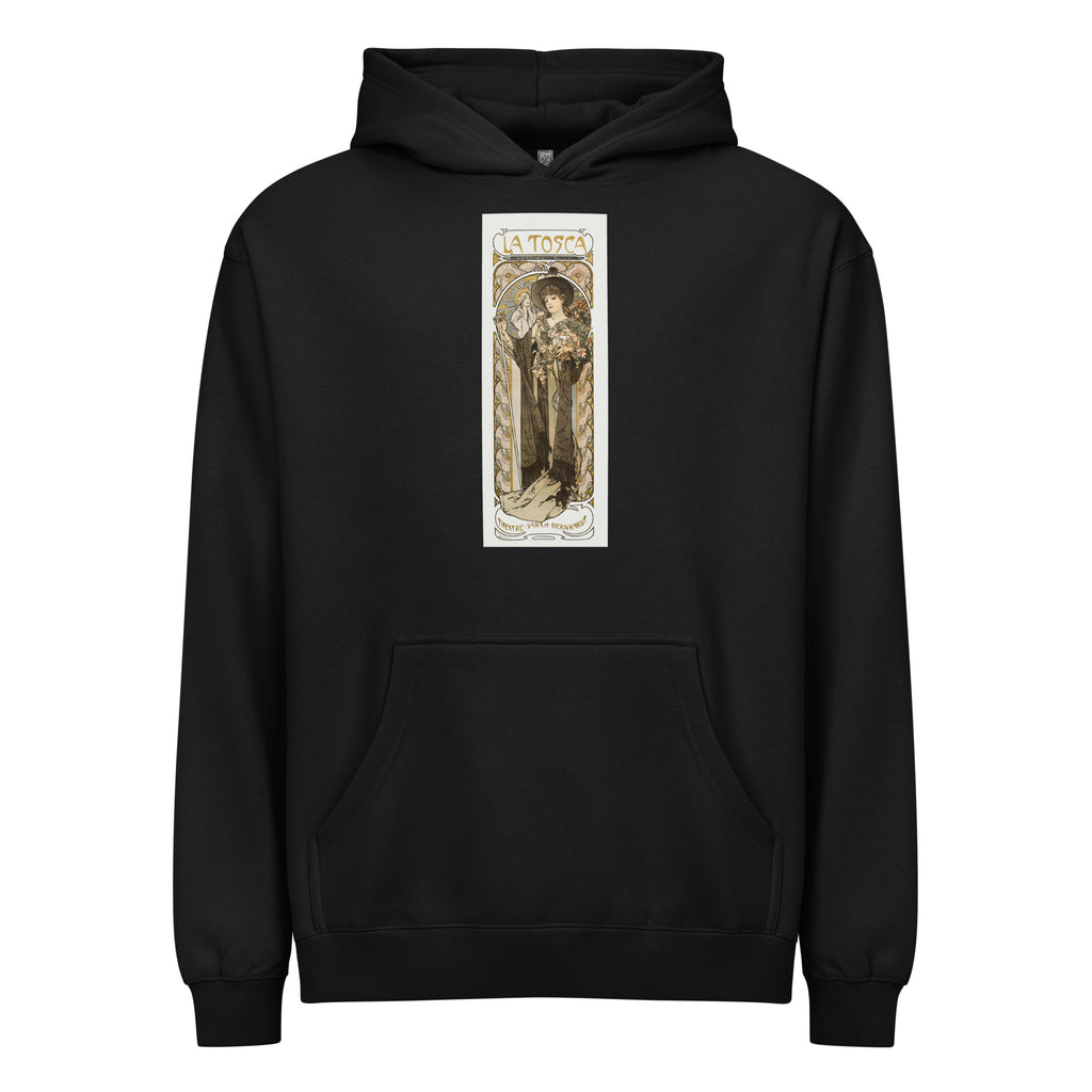 Black Hoodie La Tosca Sarah Bernhardt - Alphonse Maria Mucha 1869 Signature