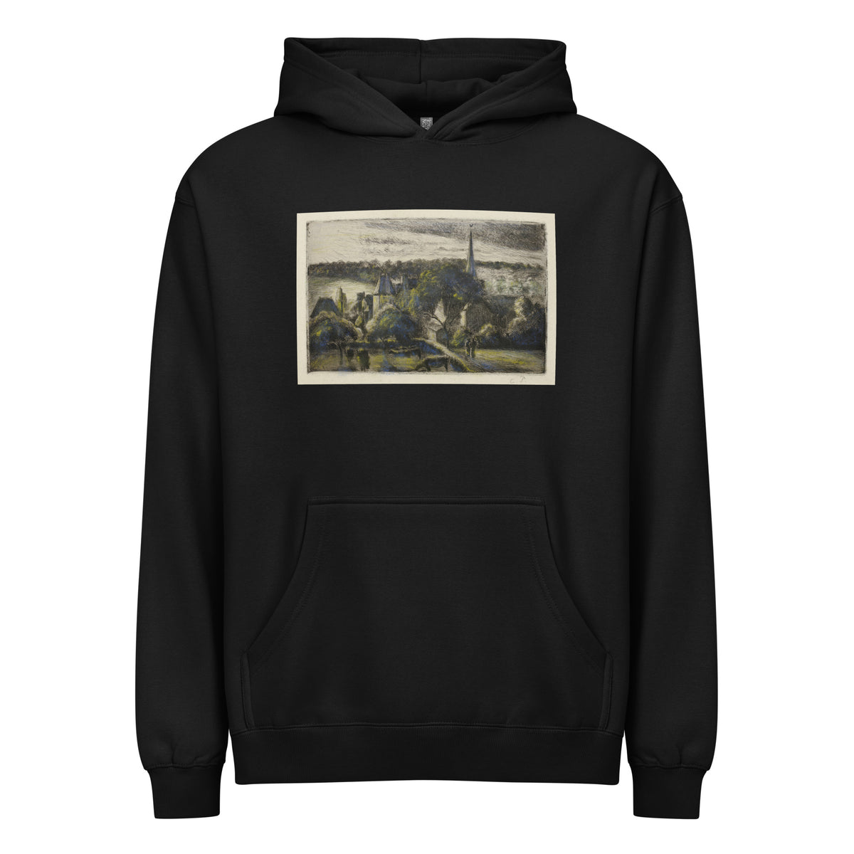 Black Hoodie Church And Farm At Eragny Signature