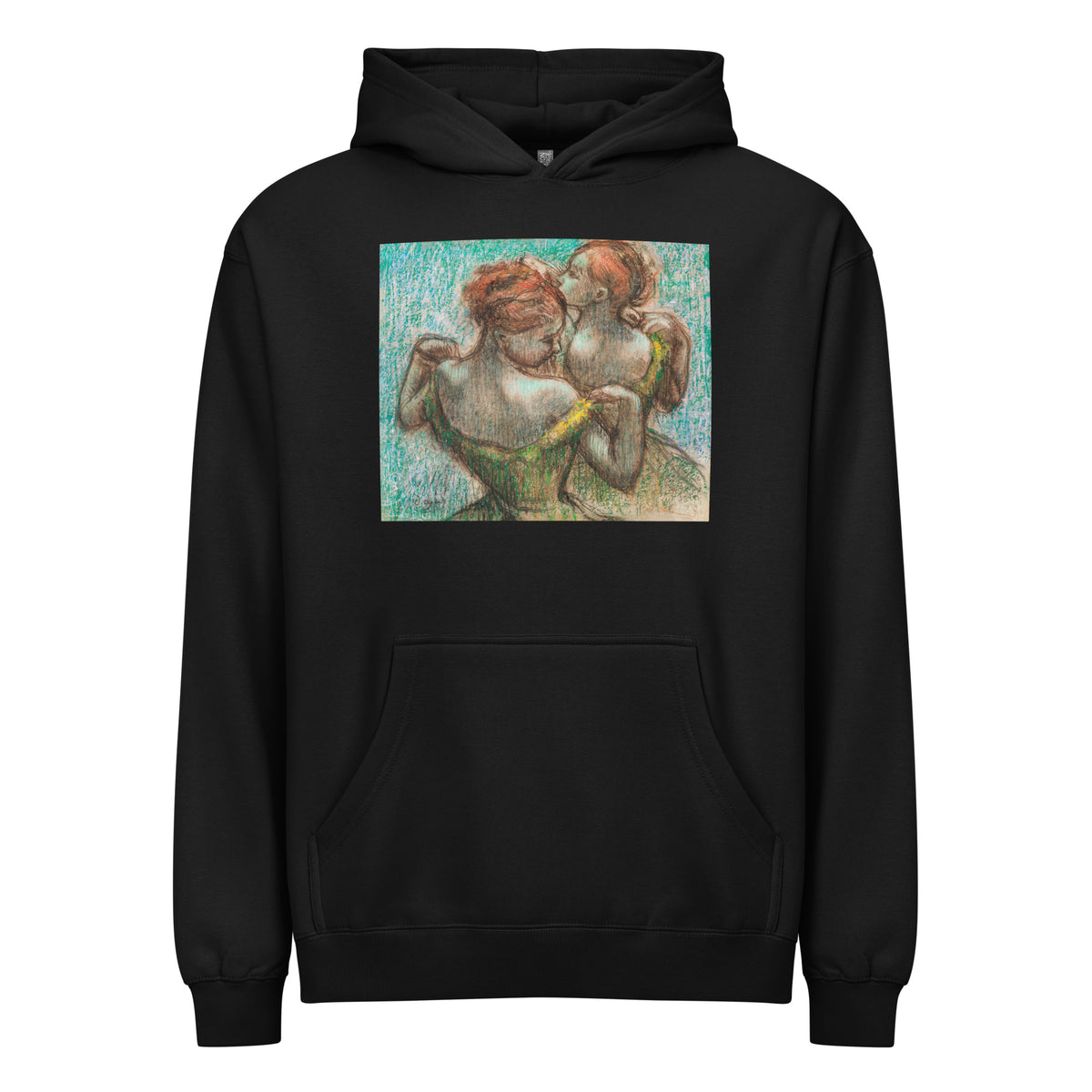 Black Hoodie Two Dancers Half Length Signature