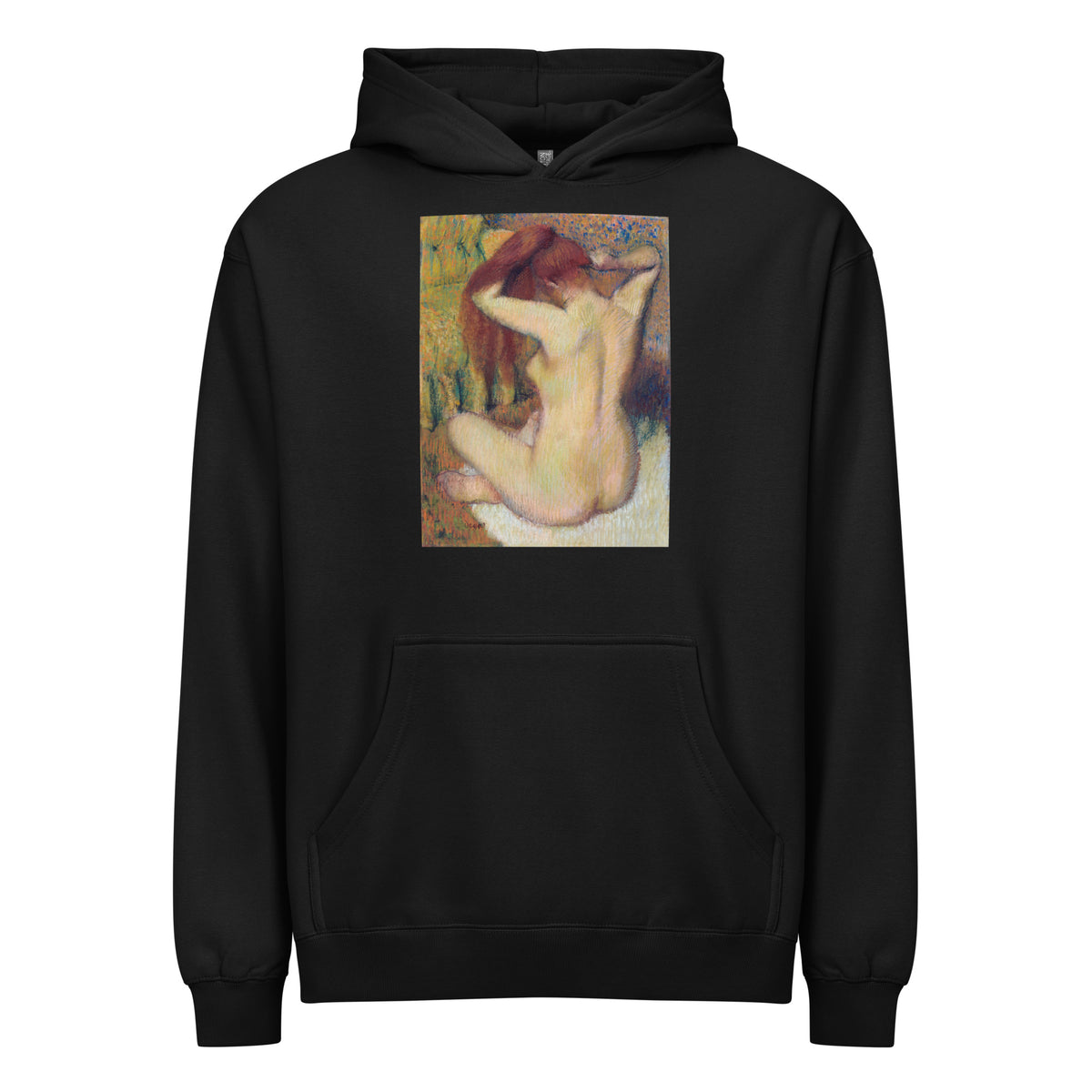 Black Hoodie Nude Lady Woman Combing Her Hair Signature