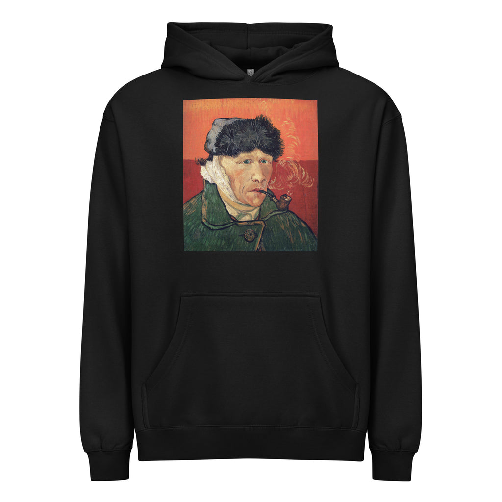 Black Hoodie Self Portrait With Bandaged Ear And Pipe Vincent Van Gogh 1889 Signature
