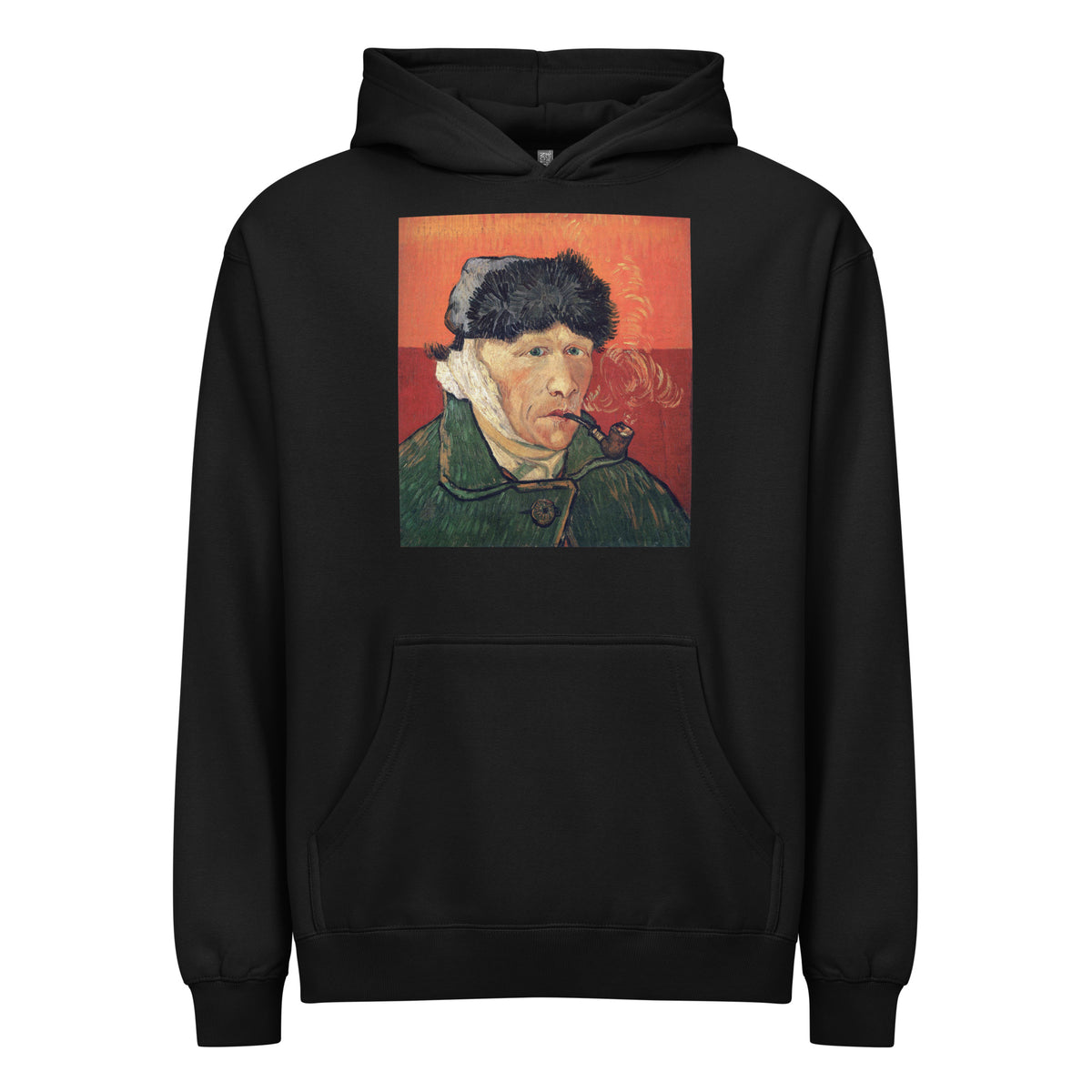 Black Hoodie Self Portrait With Bandaged Ear And Pipe Vincent Van Gogh 1889 Signature