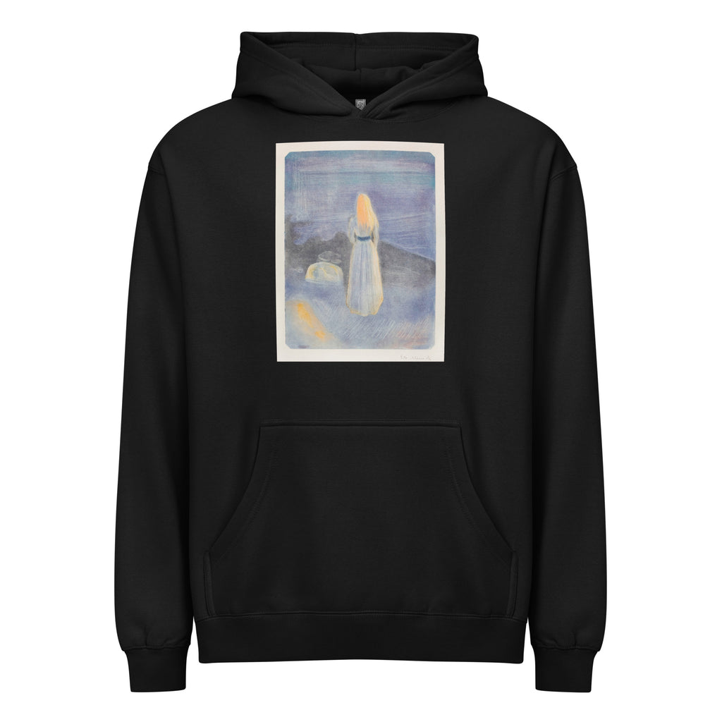 Black Hoodie Young Woman On The Beach Signature