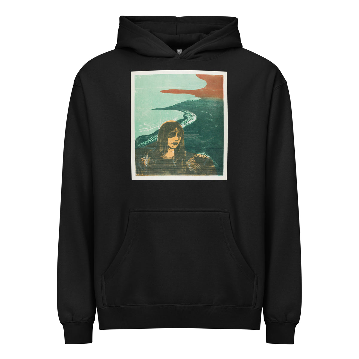Black Hoodie Woman Head Against The Shore Signature