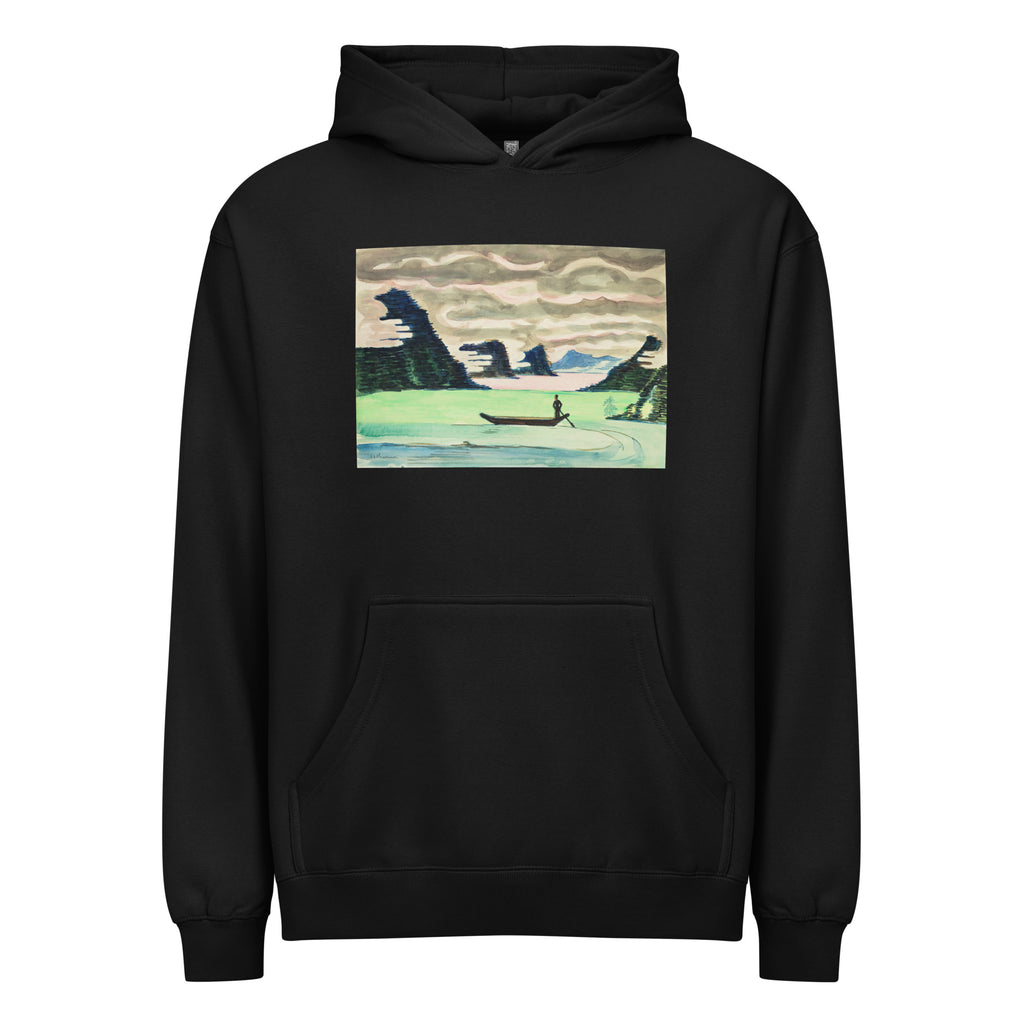Black Hoodie Mountain Lake Signature