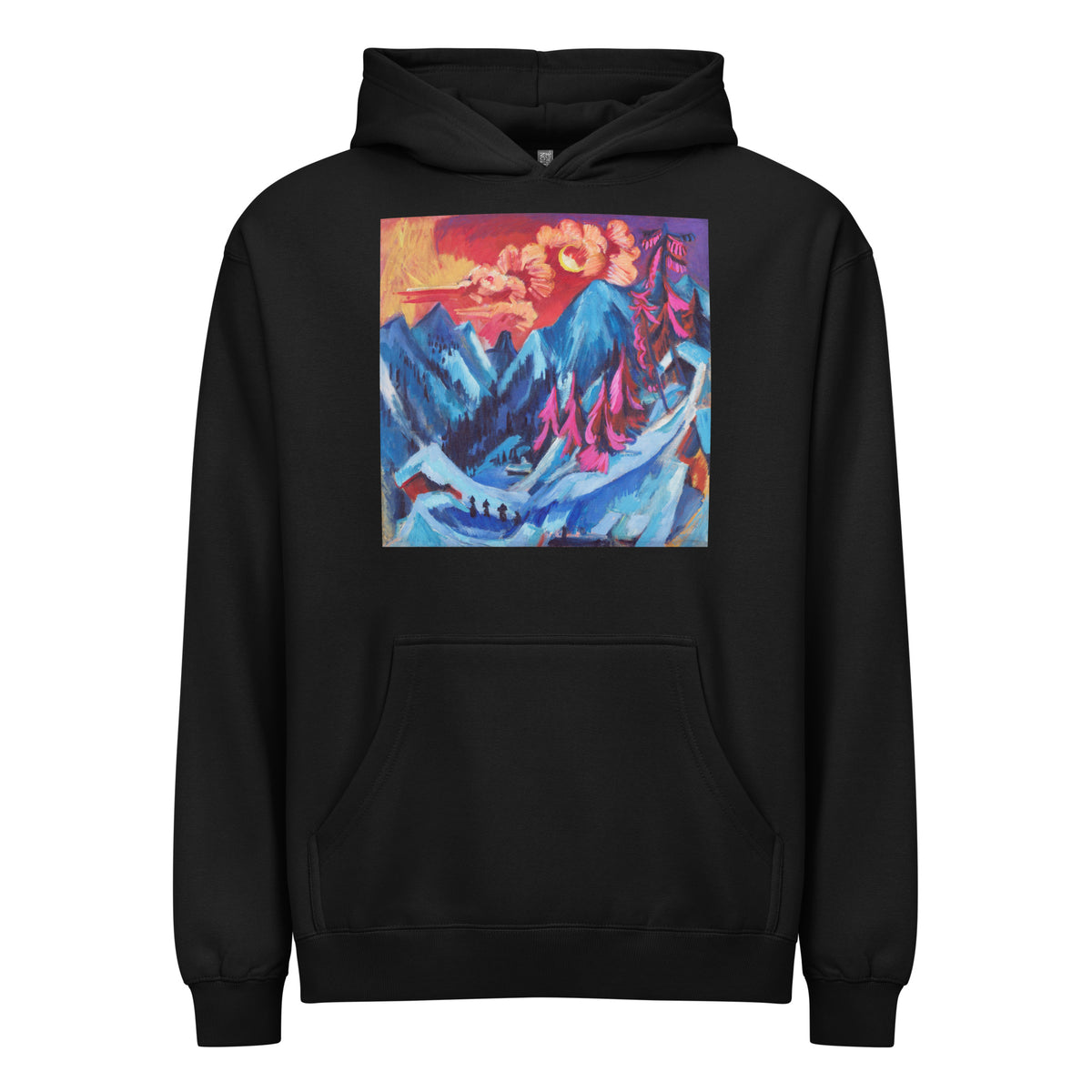 Black Hoodie Winter Landscape In Moonlight Signature