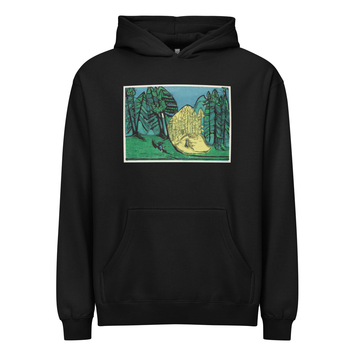Black Hoodie Cemetery In The Forest Print Signature