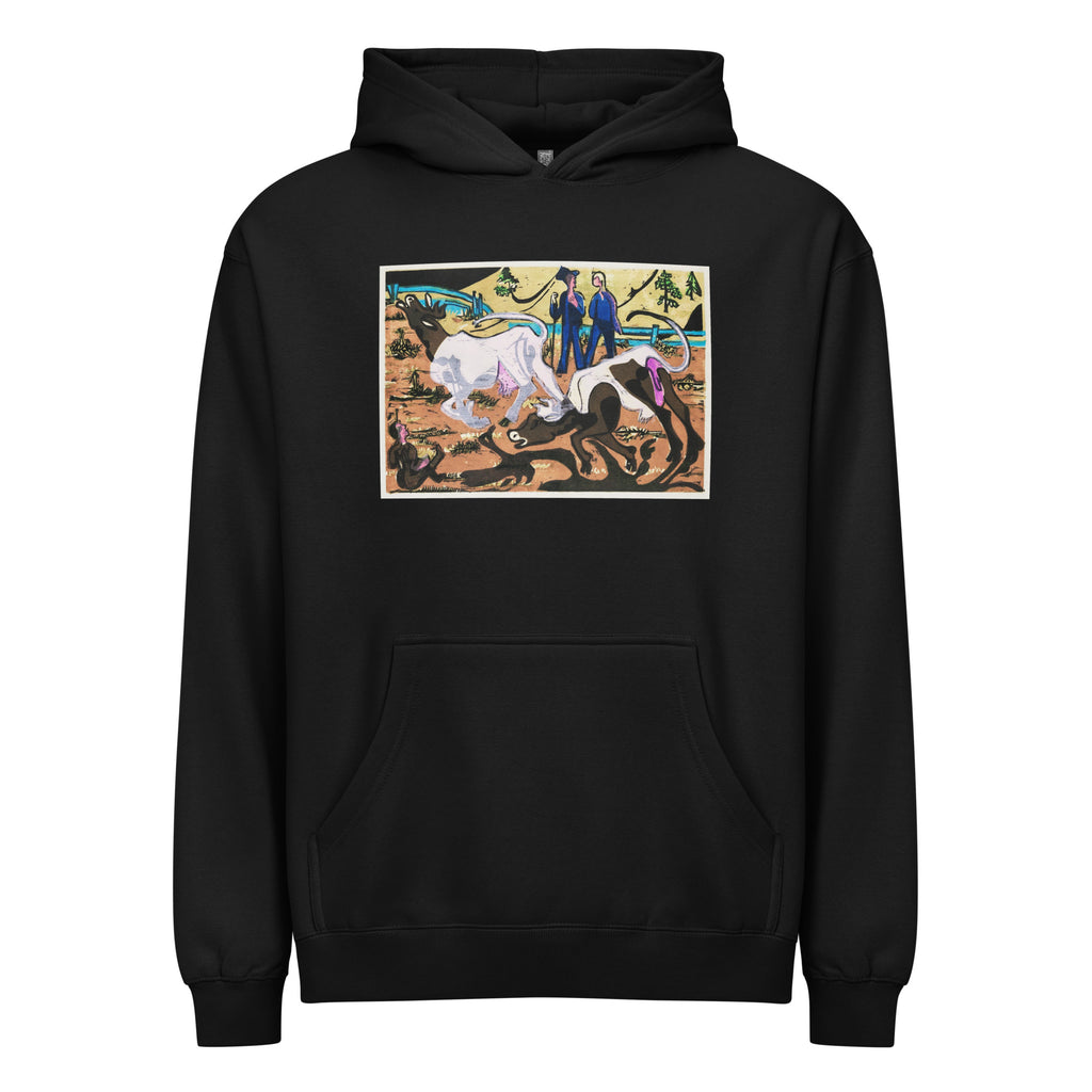 Black Hoodie Cows In Spring Print Signature