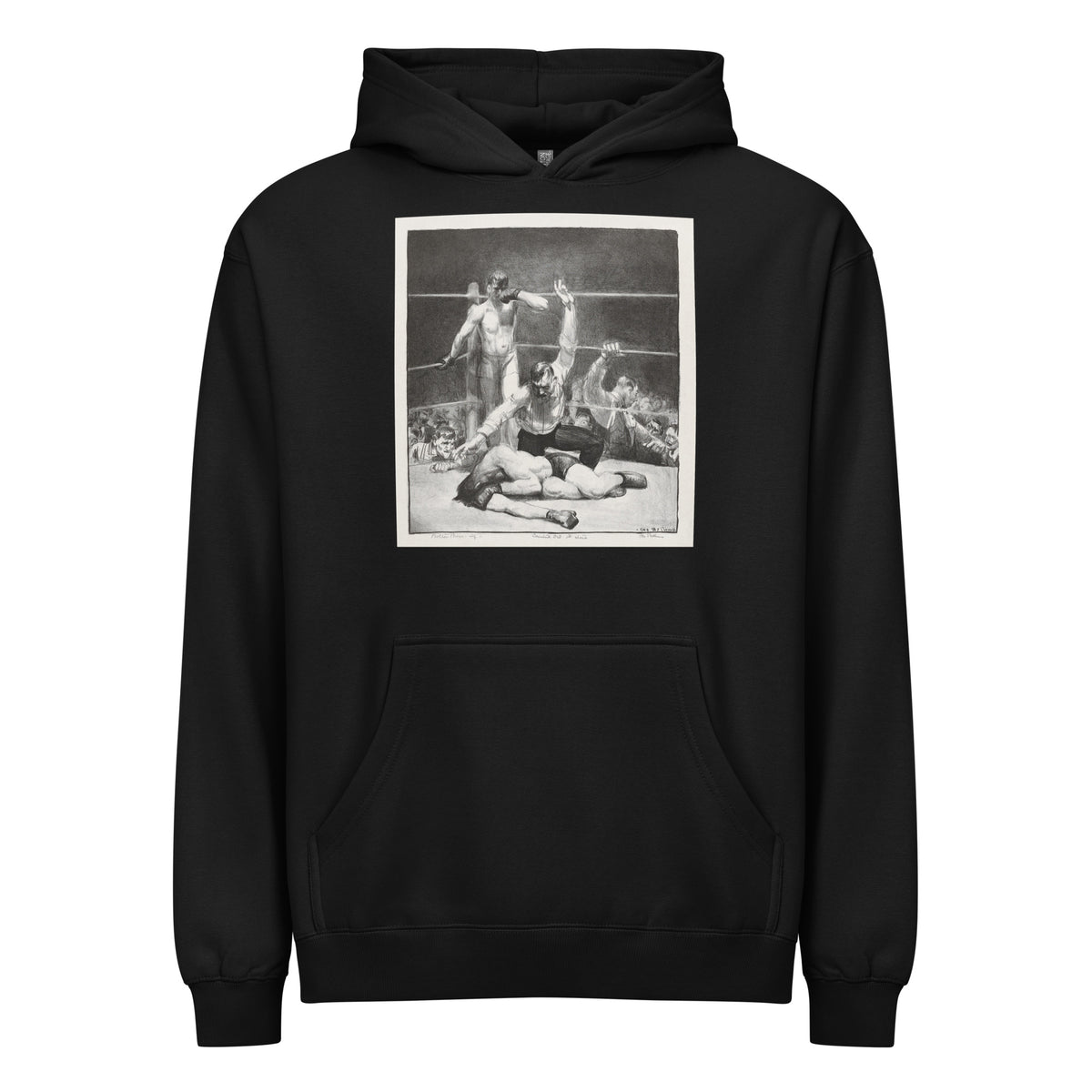 Black Hoodie Counted Out First Stone Print Signature