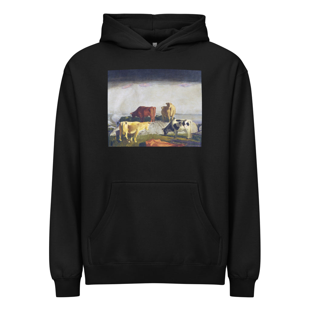 Black Hoodie Five Cows Print Signature