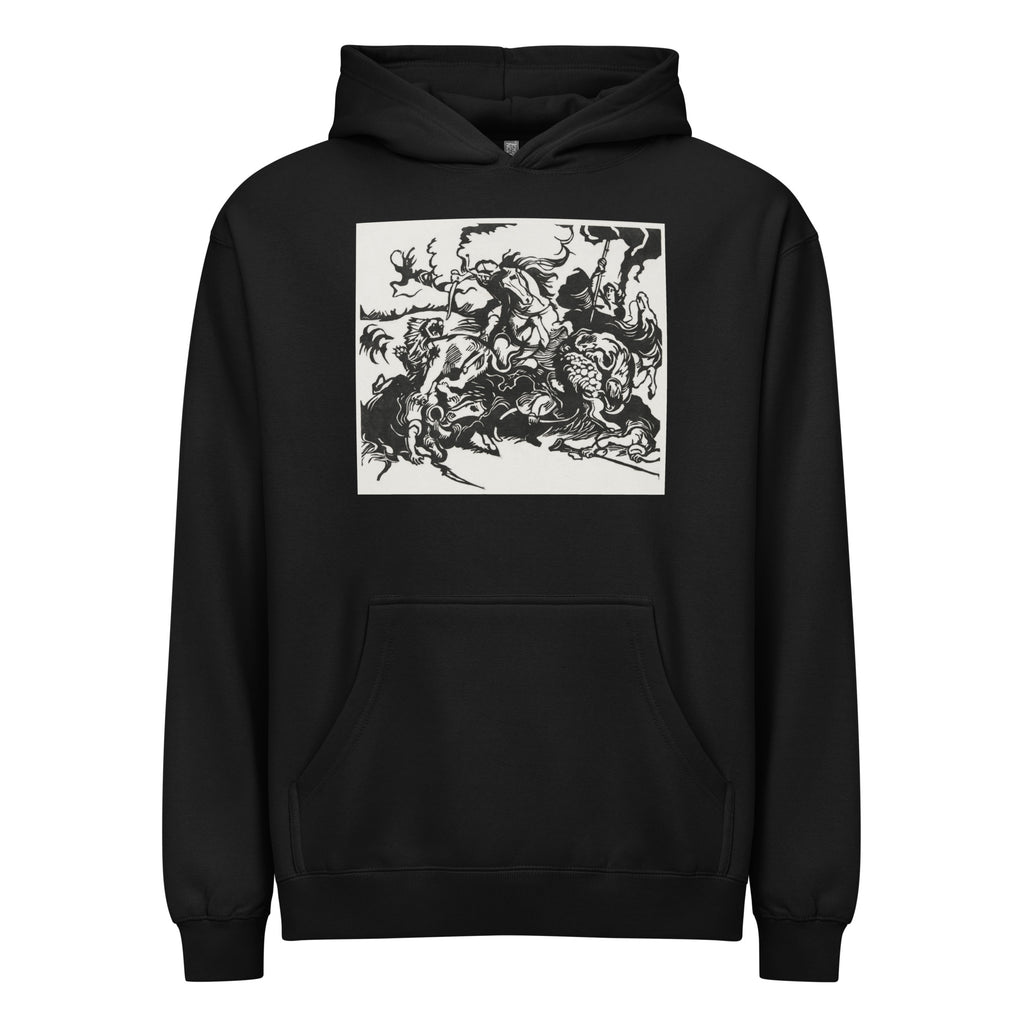 Black Hoodie Lion Hunt Print Signature