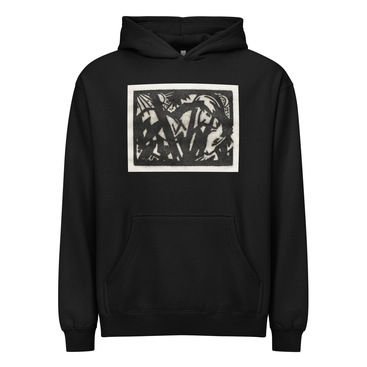 Black Hoodie Horse Print Signature