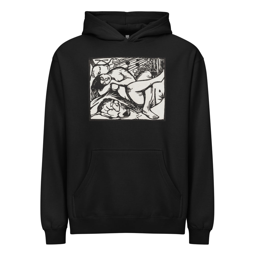 Black Hoodie Sleeping Shepherdess Print Signature