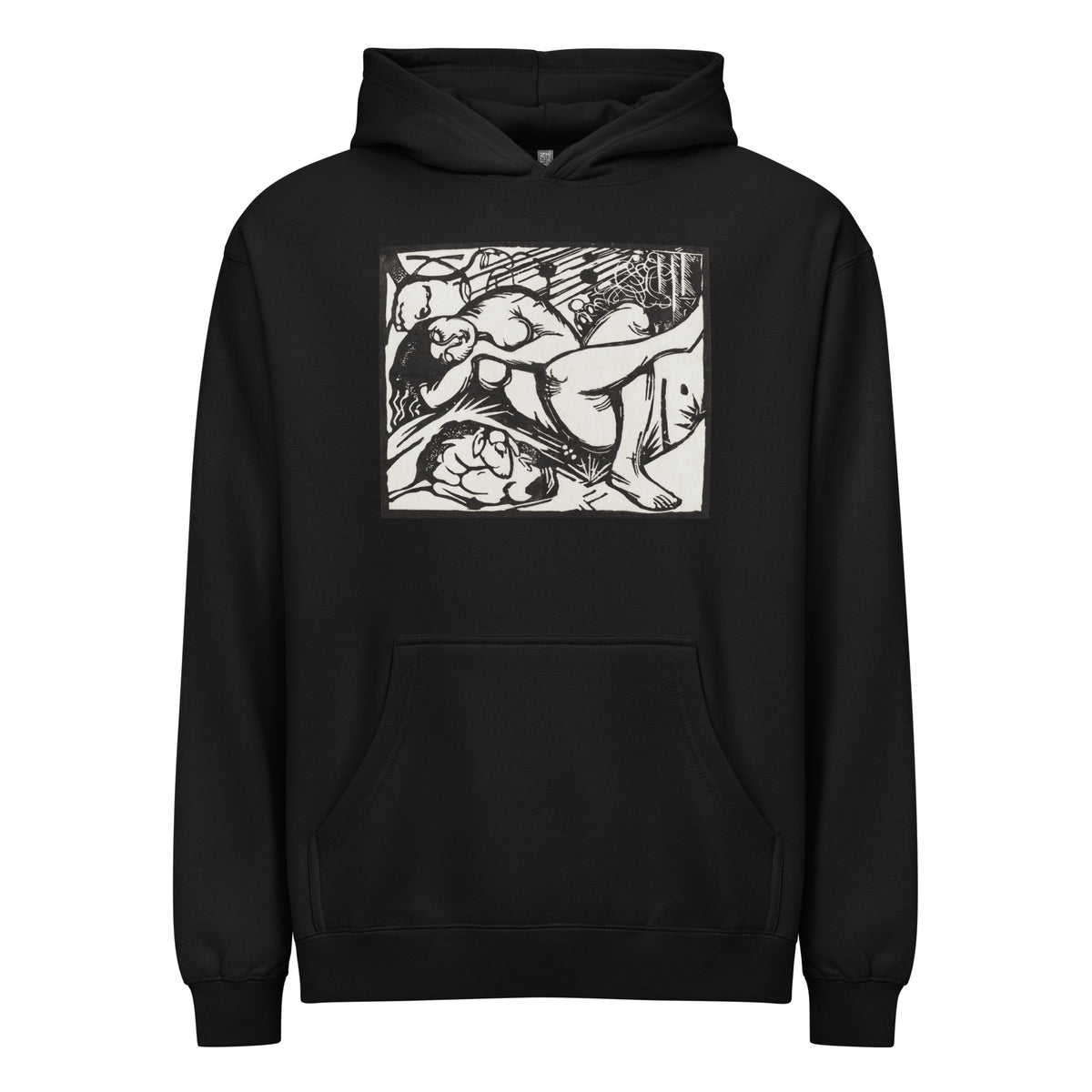 Black Hoodie Sleeping Shepherdess Print Signature