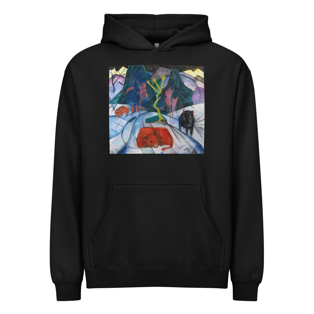 Black Hoodie Bison In Winter Red Bison Signature