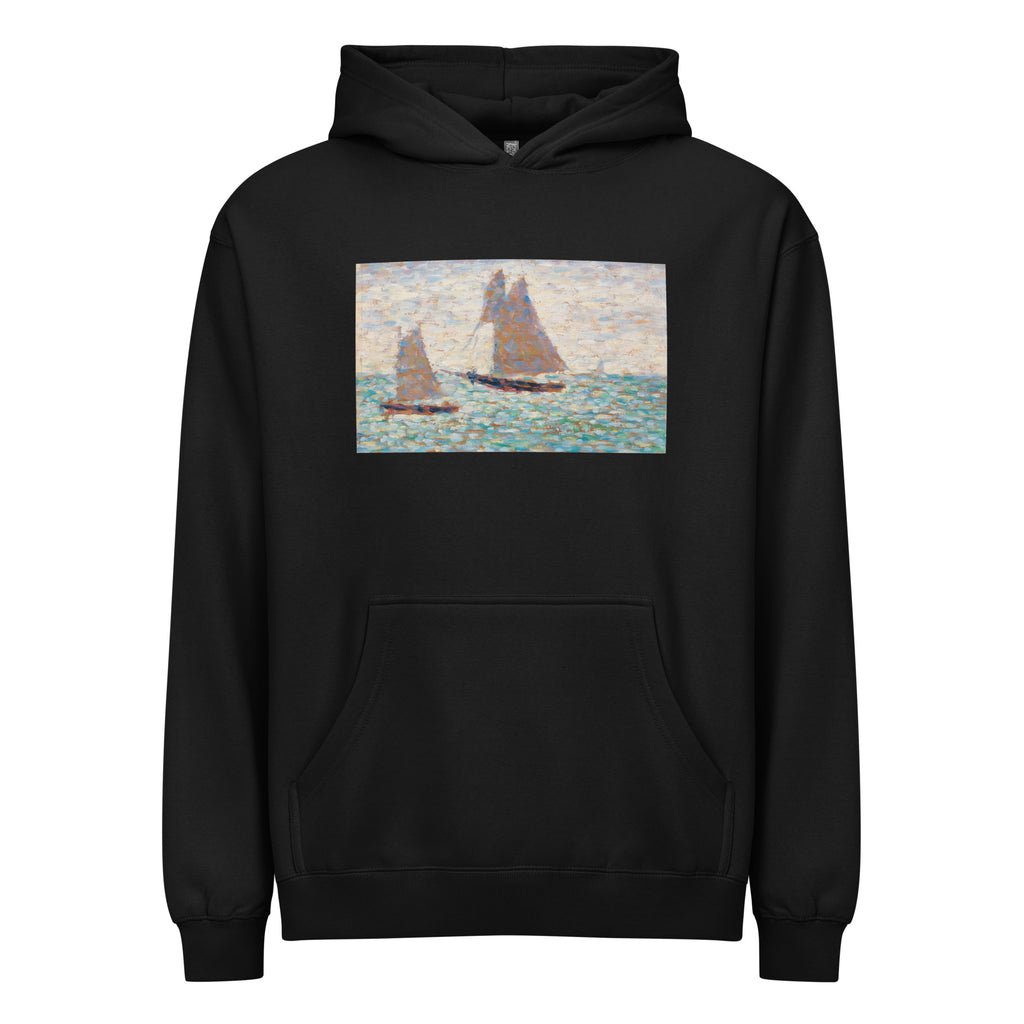 Black Hoodie Two Sailboats At Grandcamp Deux Voiliers A Grandcamp Signature