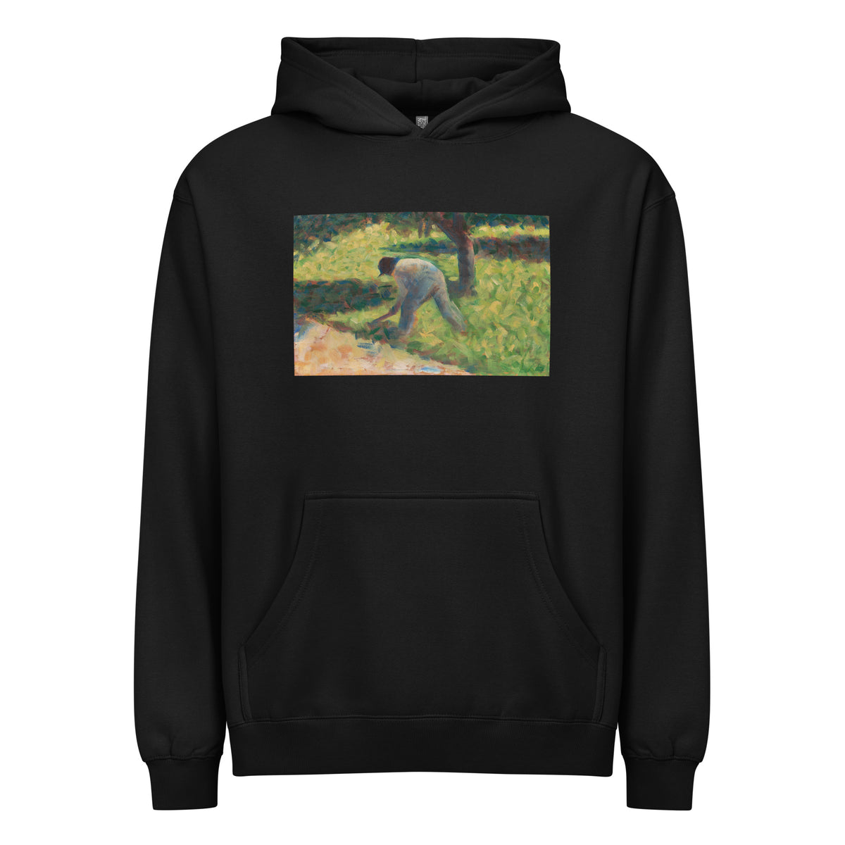 Black Hoodie Peasant With A Hoe Signature