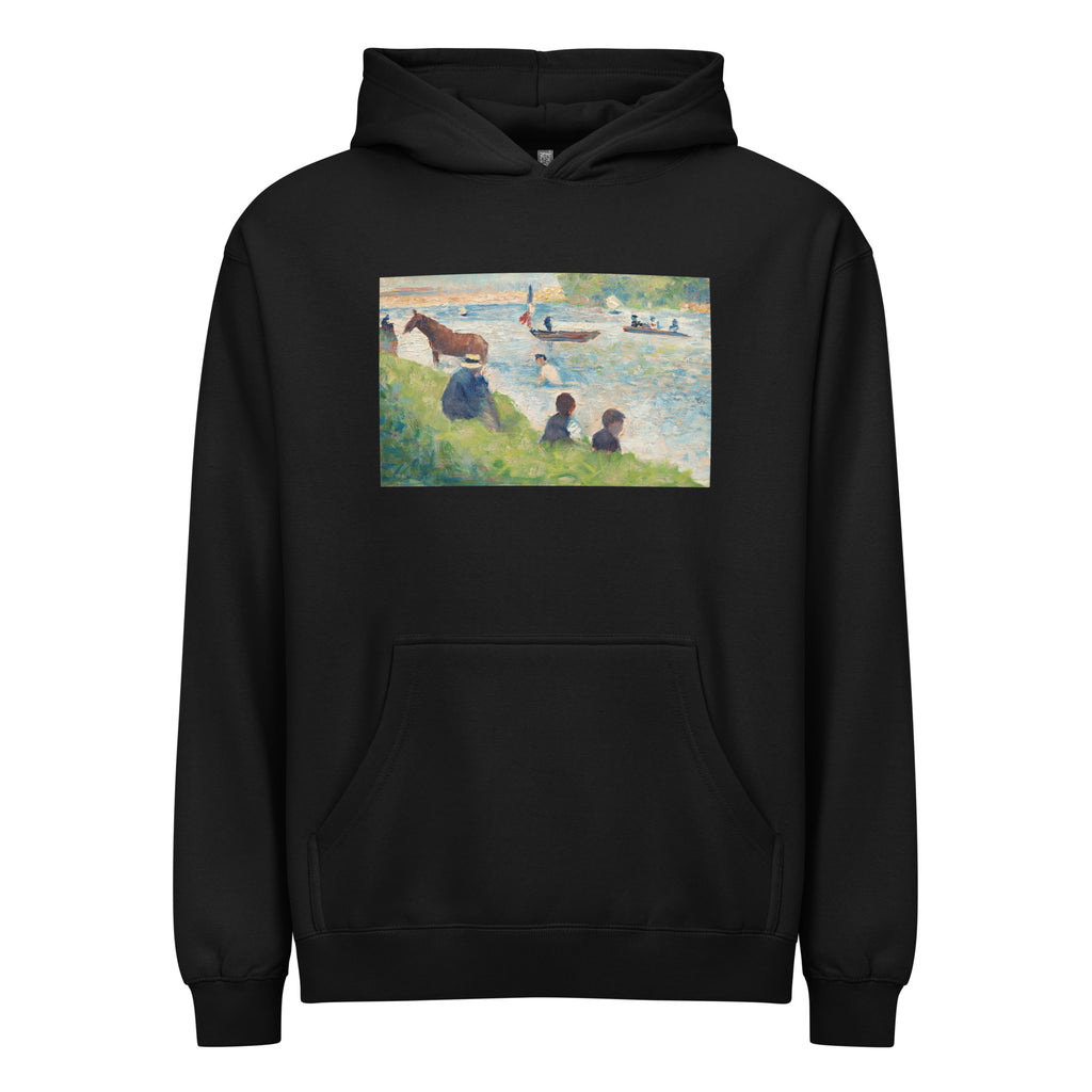 Black Hoodie Horse And Boats Study For Bathers At Asnieres Signature