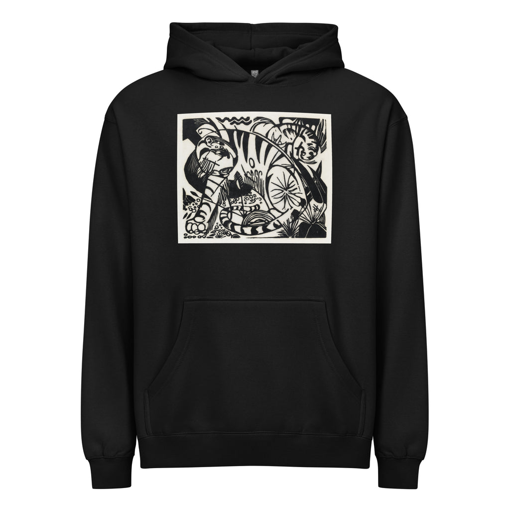 Black Hoodie Tiger Print Signature
