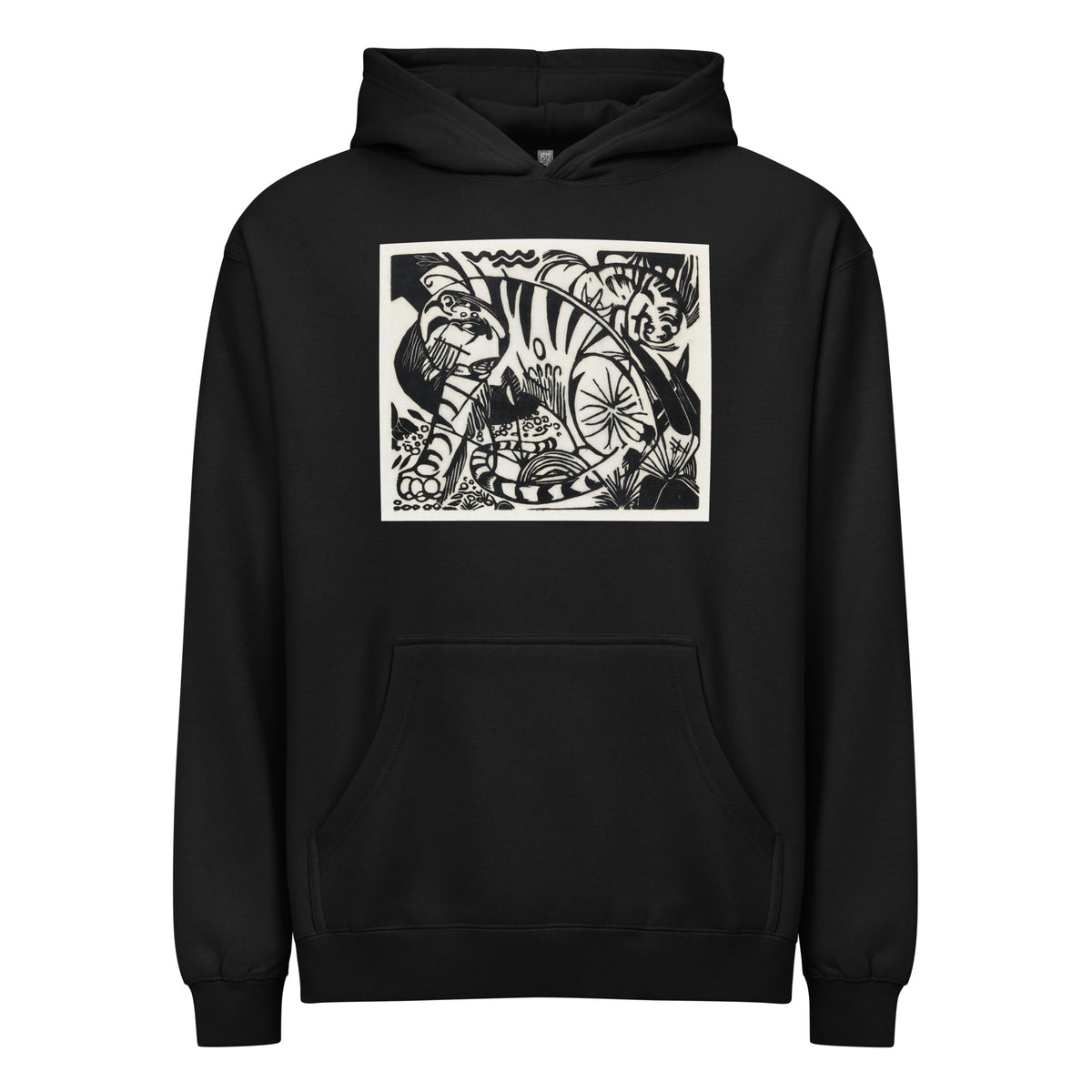 Black Hoodie Tiger Print Signature