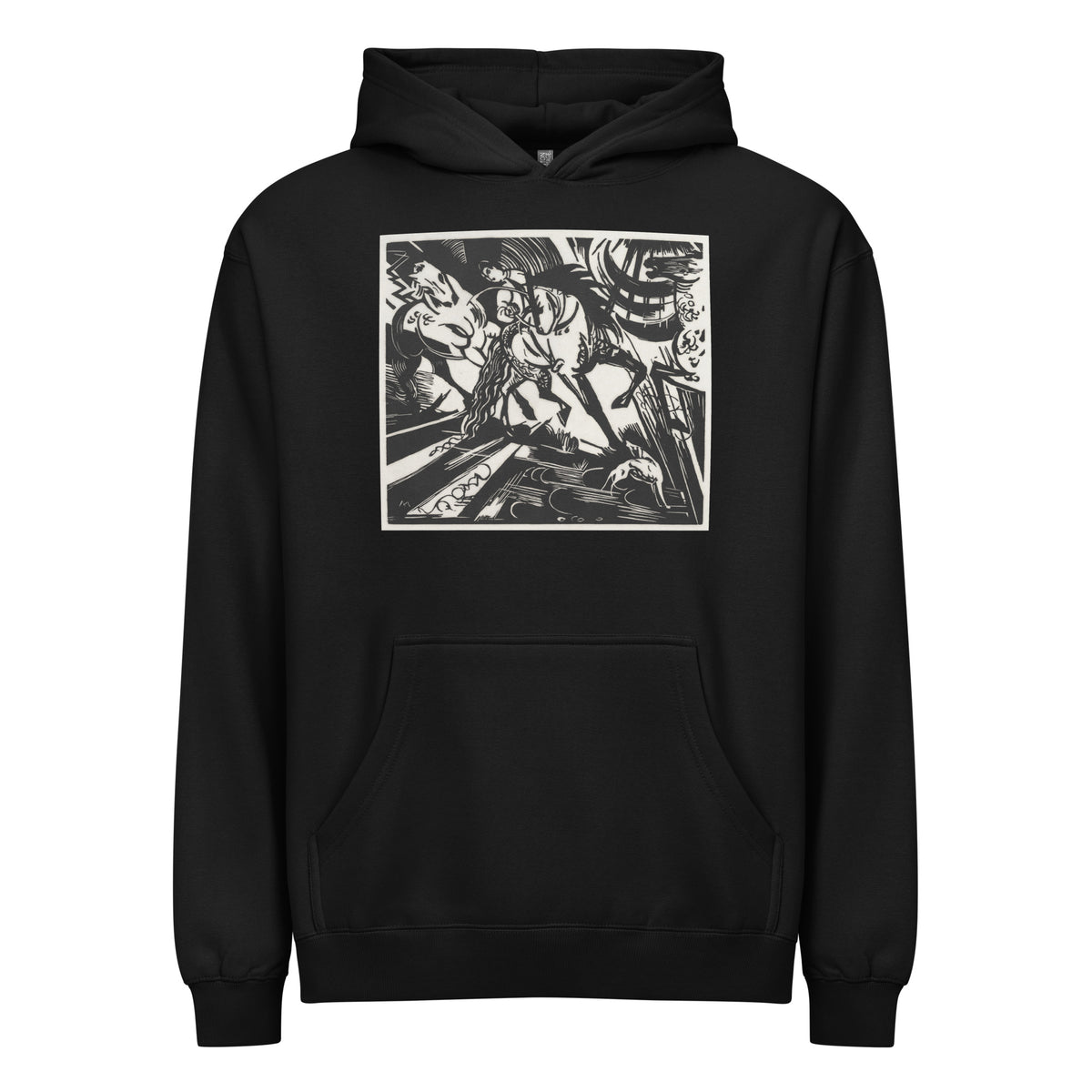 Black Hoodie The Riding School Print Signature