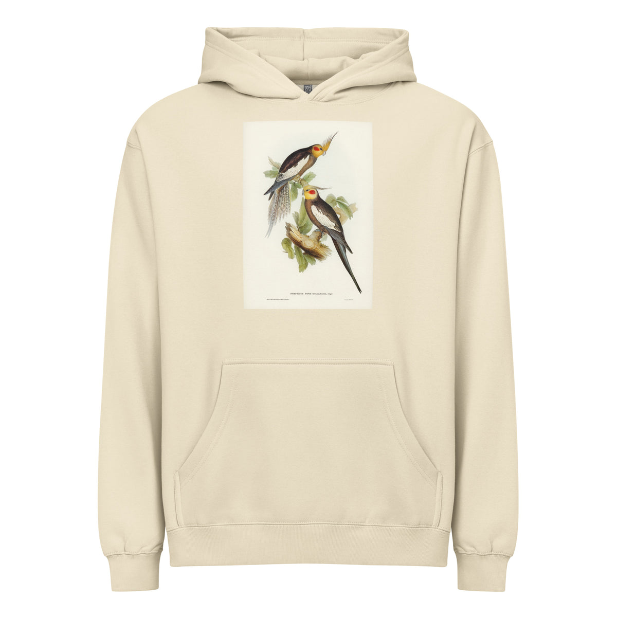 Hoodie Cockatoo Parakeet Nymphicus Novae Hollandiae Illustrated - Elizabeth Gould 1804 Signature