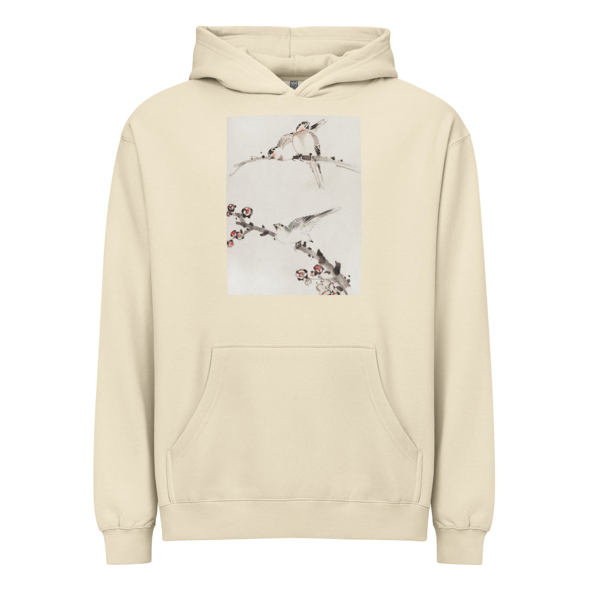 Hoodie Three Birds Perched On Branches One With Blossoms - Katsushika Hokusai Published Between 1830 And 1850 An Illustration Of Three Birds Perched On Branches One With Blossoms Signature